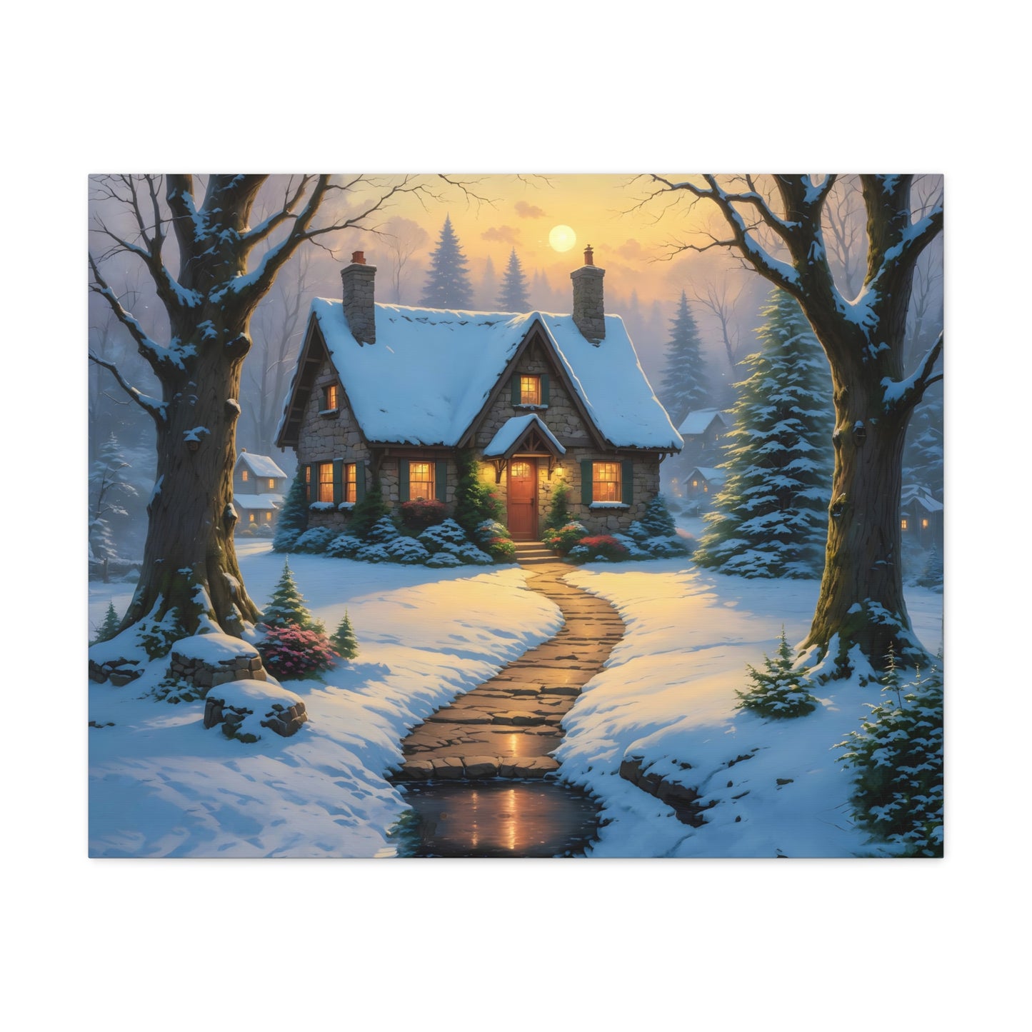 Canvas Art Print - Hidden Cottage, Thomas Kinkade Inspired artwork