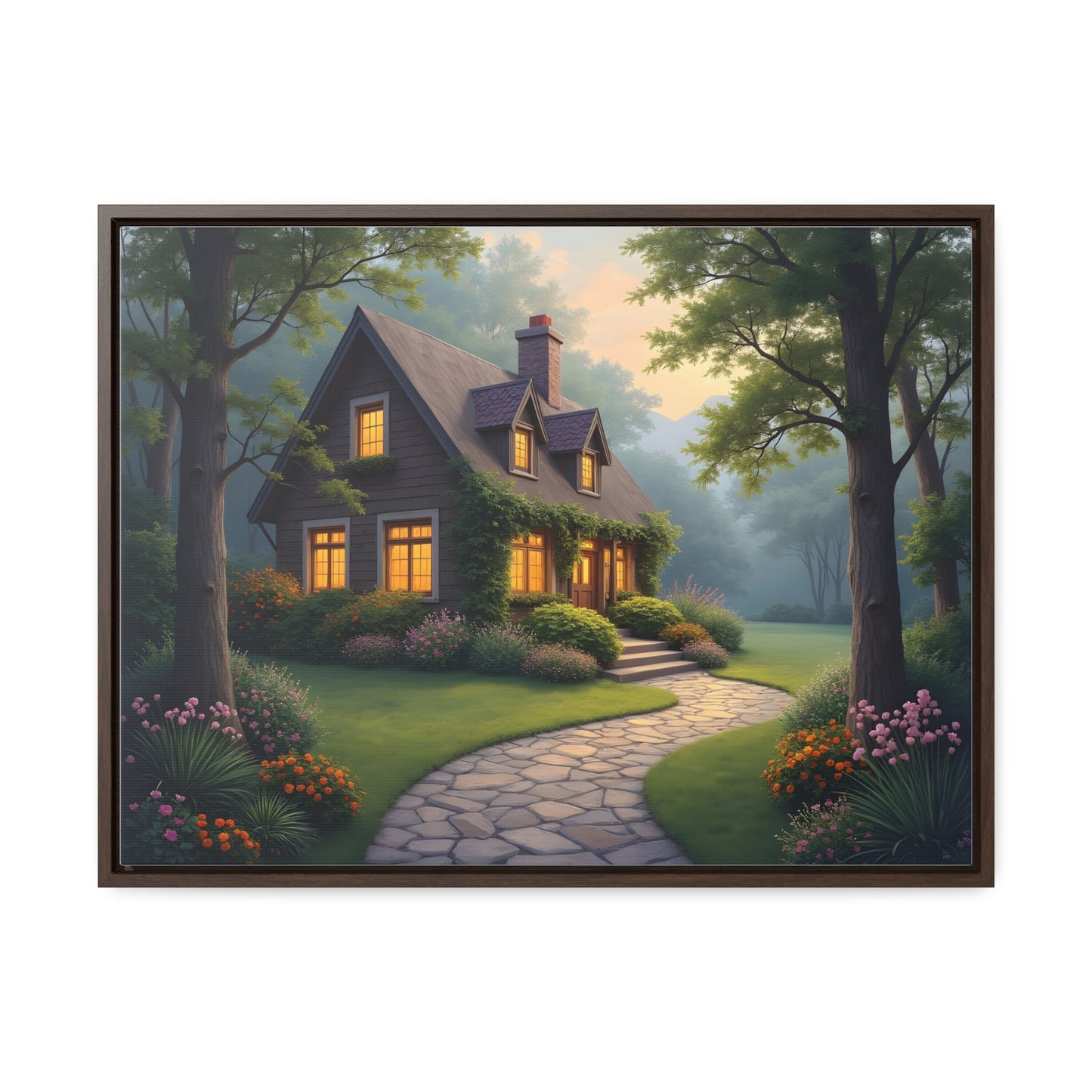 Canvas Wraps, Magic Forest Cottage Landscape Wall Art