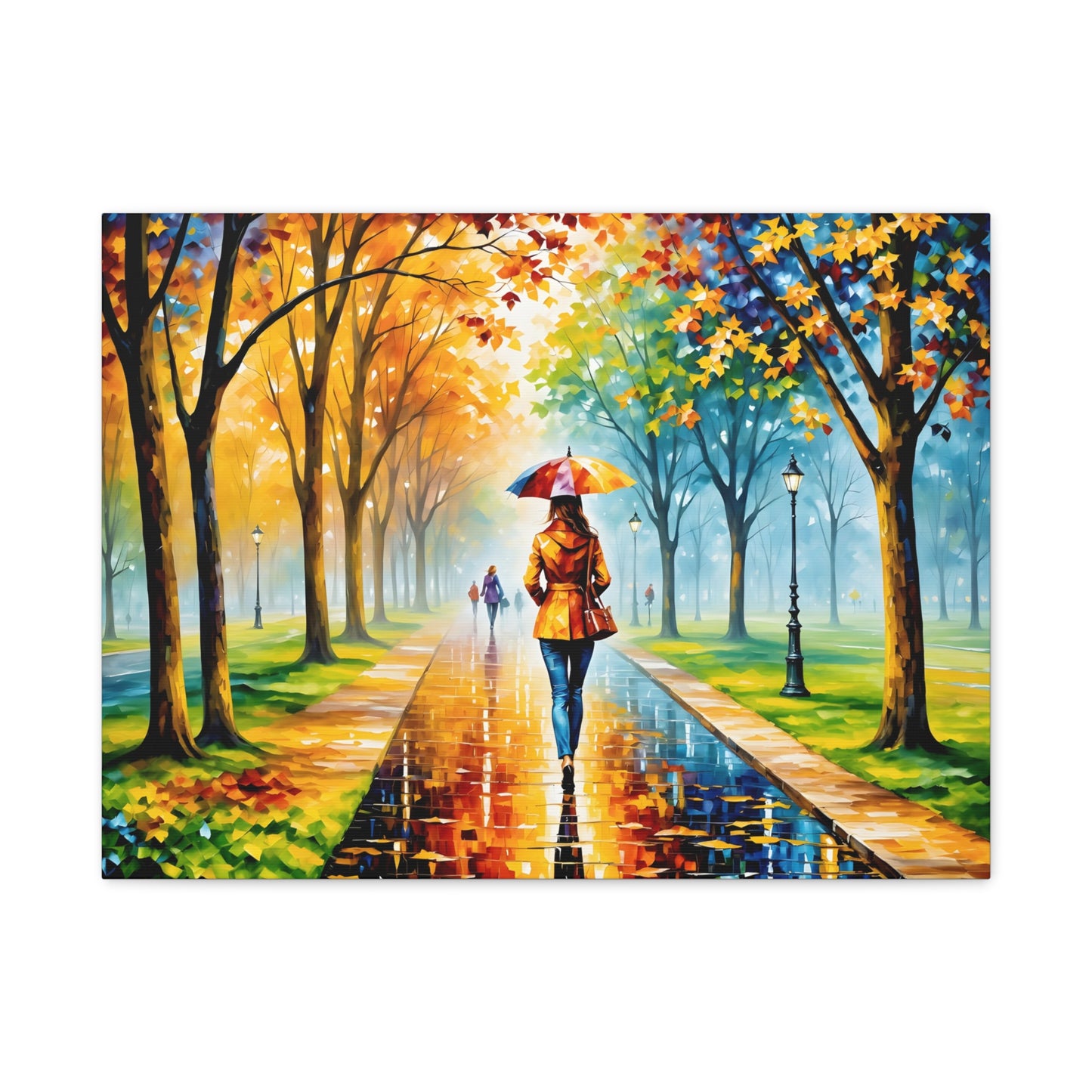 Canvas Wall Art - Walking in the Park Under the Rain