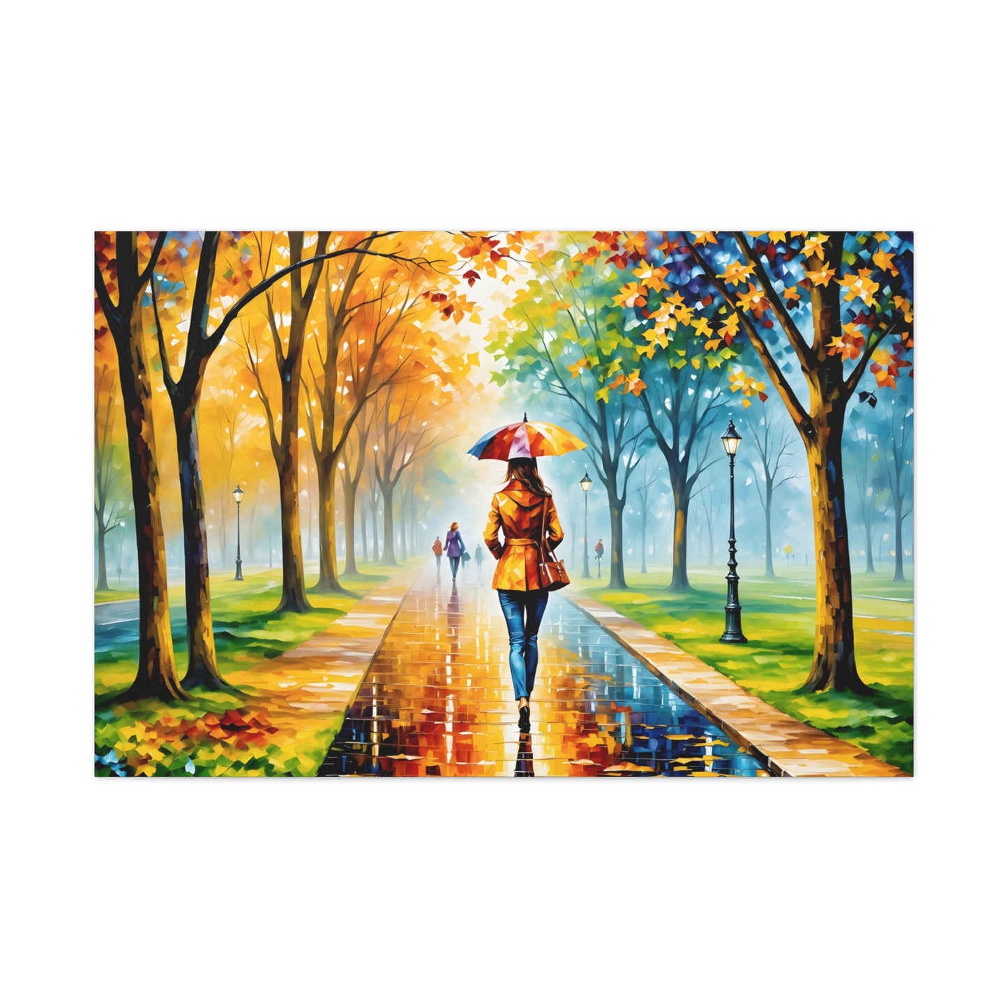 Canvas Wall Art - Walking in the Park Under the Rain