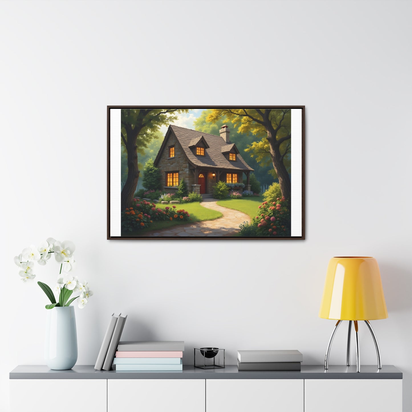 Canvas Wraps, Magic Forest Cottage Landscape Wall Art