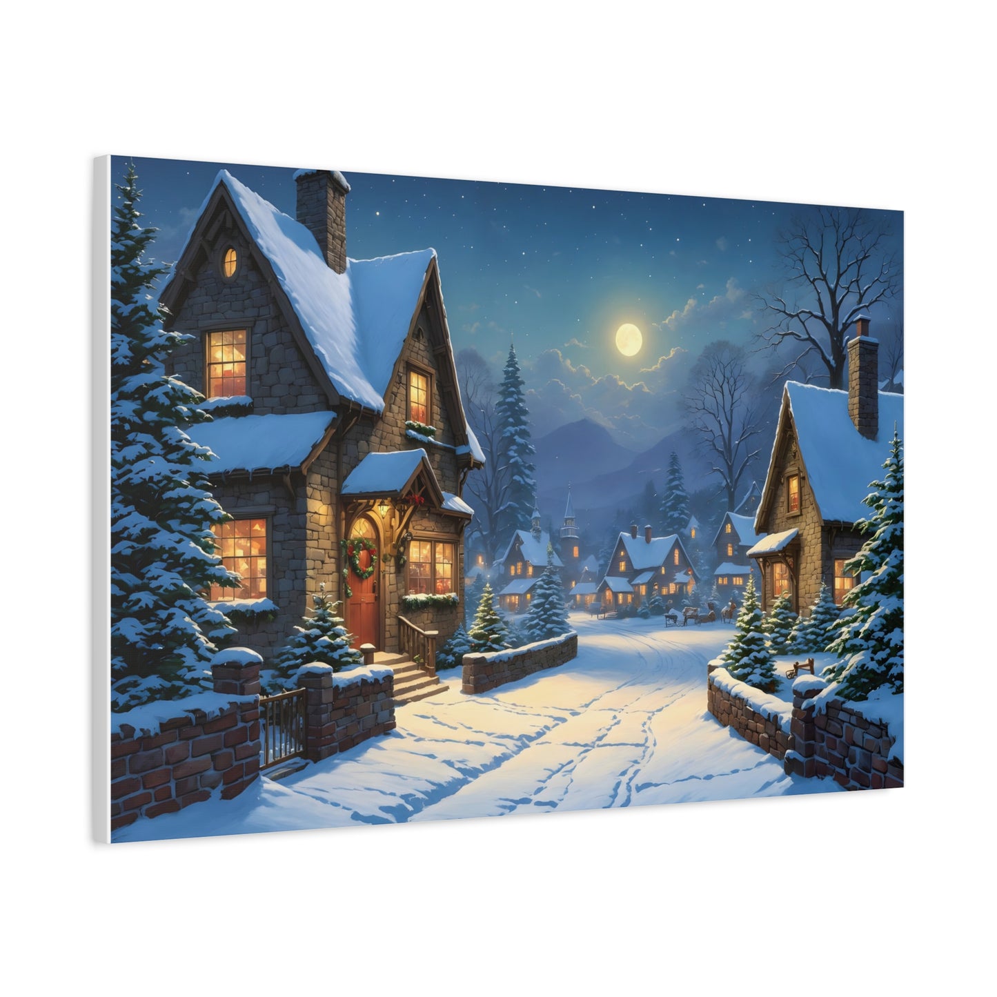 Canvas Print - Christmas Night, Thomas Kinkade Inspiration