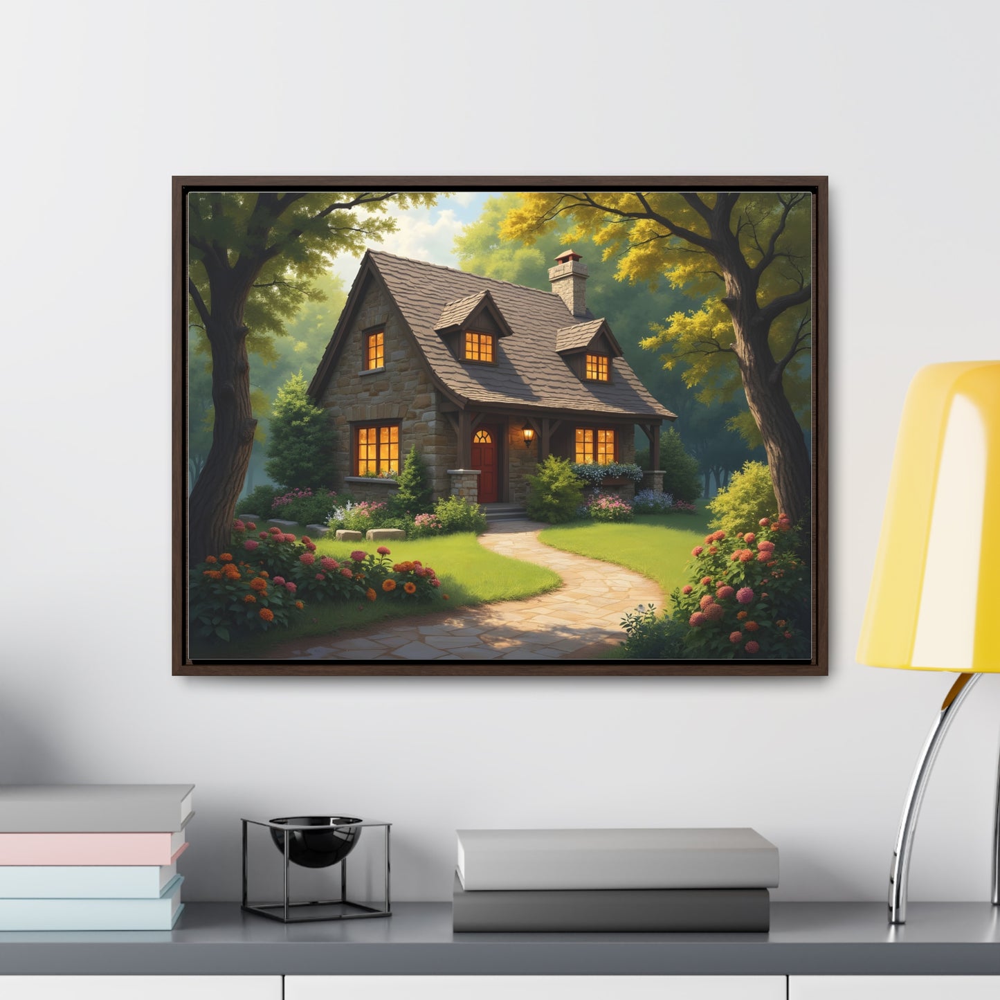 Canvas Wraps, Magic Forest Cottage Landscape Wall Art