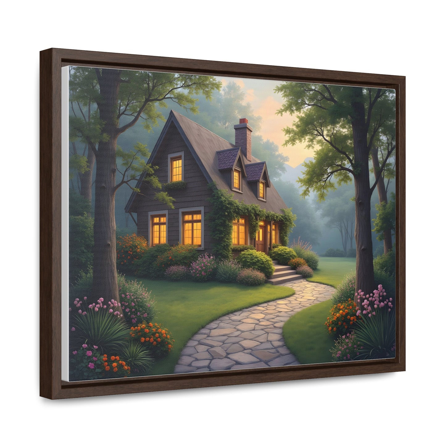 Canvas Wraps, Magic Forest Cottage Landscape Wall Art