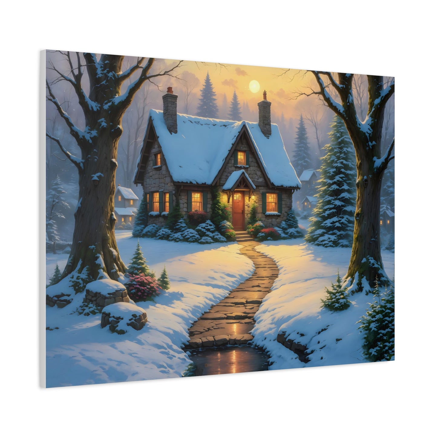 Canvas Art Print - Hidden Cottage, Thomas Kinkade Inspired artwork