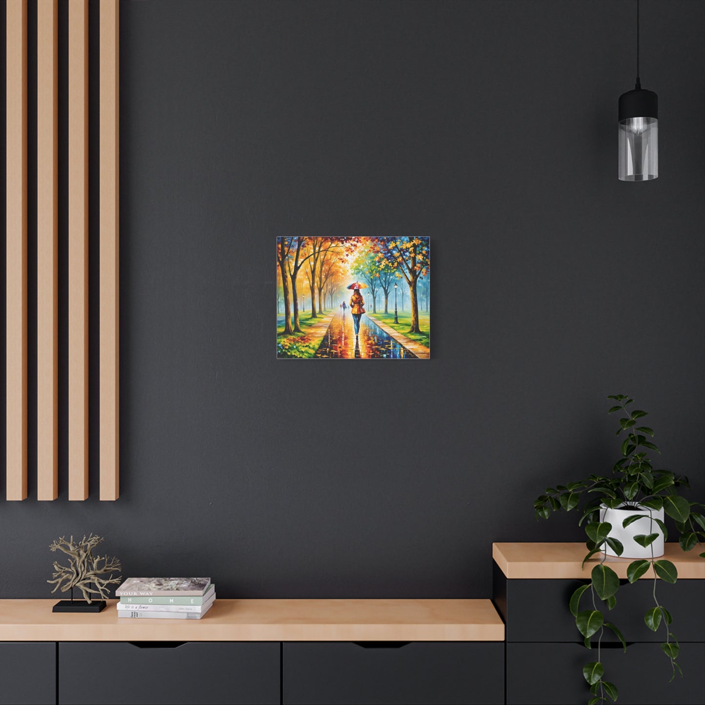 Canvas Wall Art - Walking in the Park Under the Rain