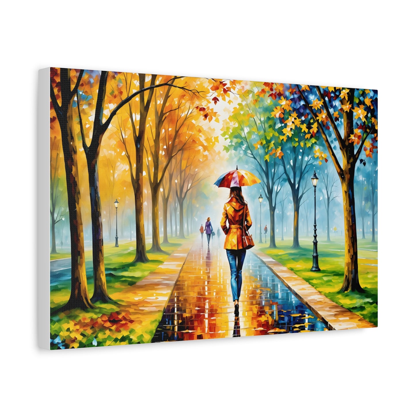 Canvas Wall Art - Walking in the Park Under the Rain