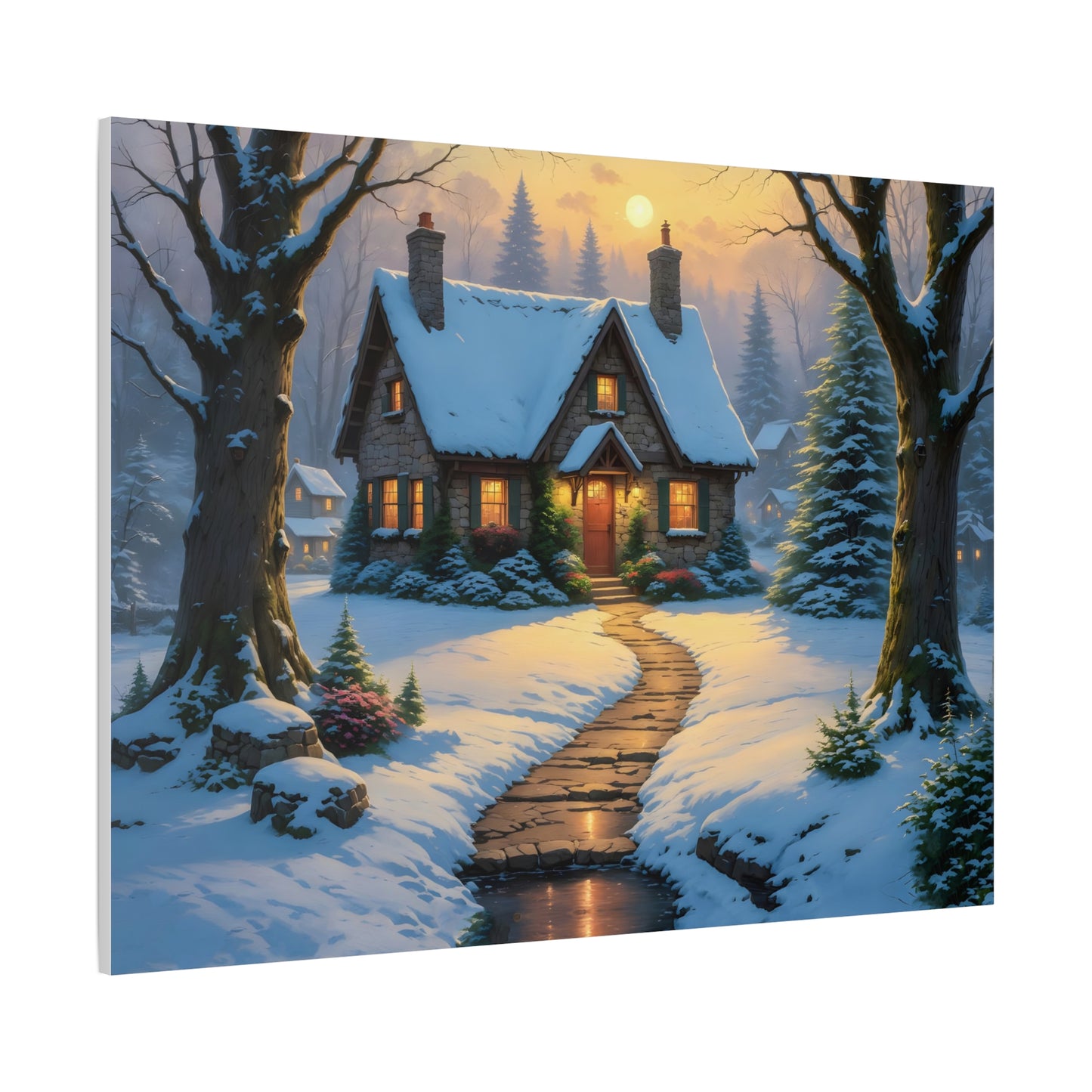 Canvas Art Print - Hidden Cottage, Thomas Kinkade Inspired artwork