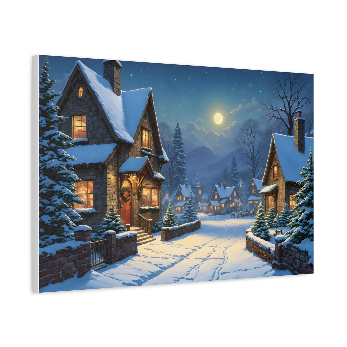 Canvas Print - Christmas Night, Thomas Kinkade Inspiration