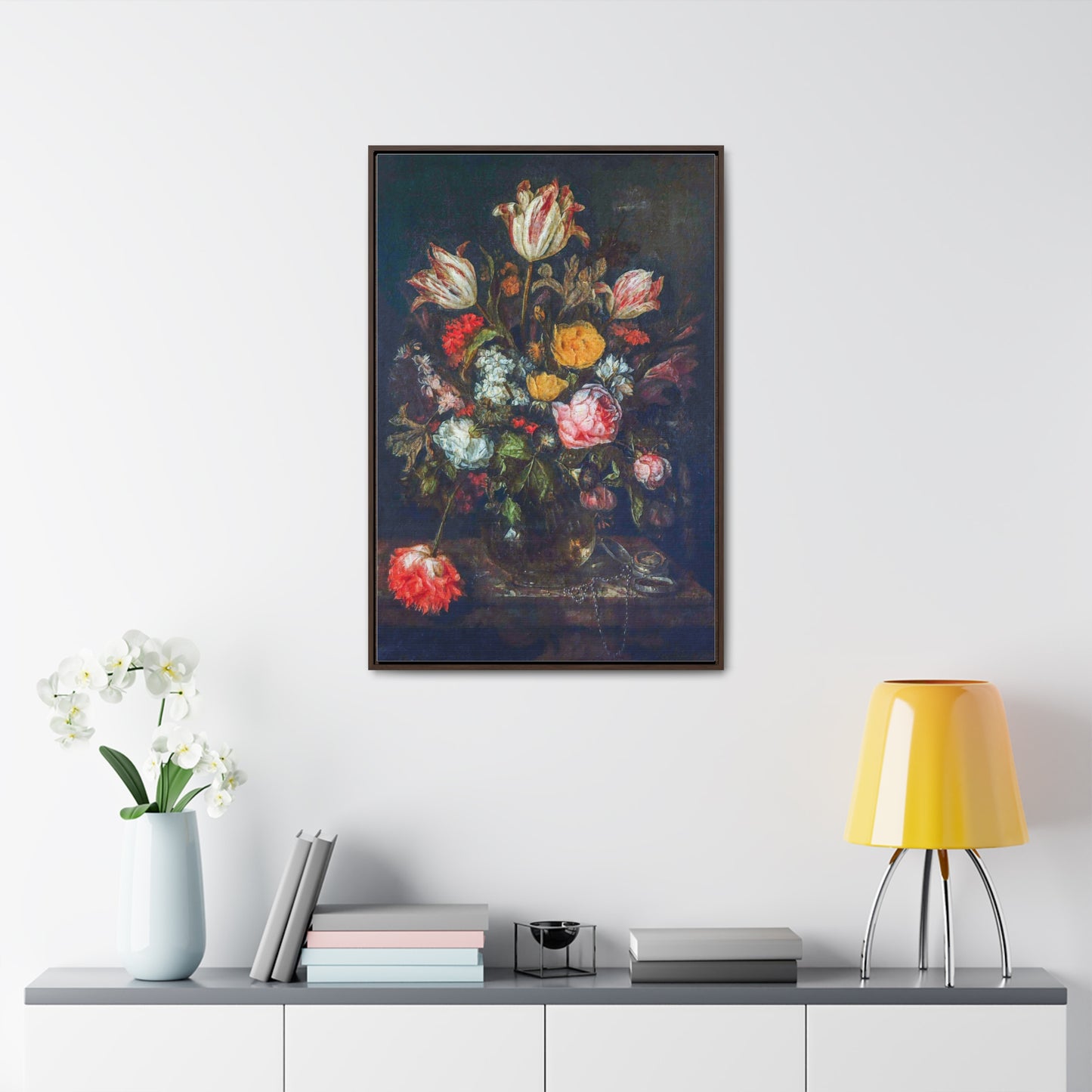 Canvas Wrap, Classic Still Life Painting with Flowers