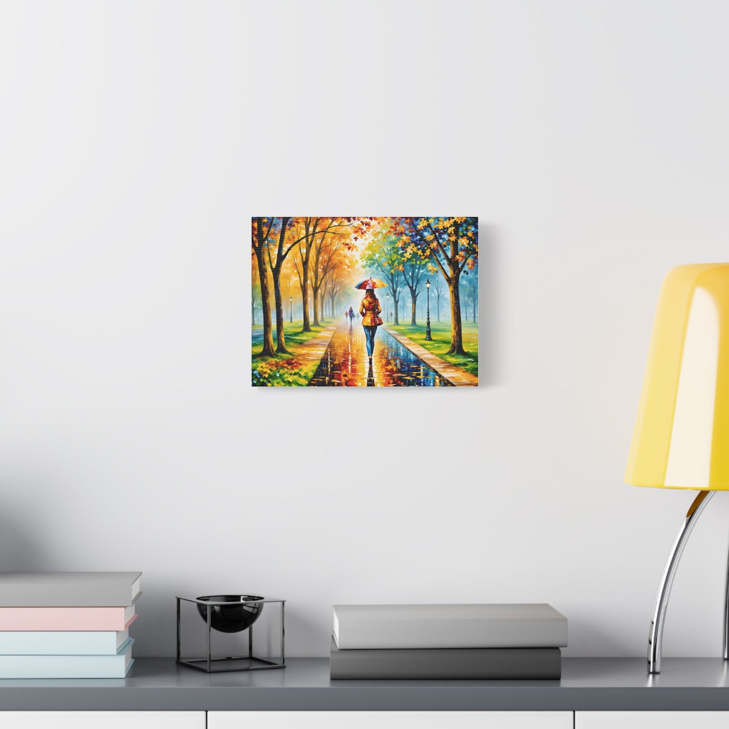 Canvas Wall Art - Walking in the Park Under the Rain