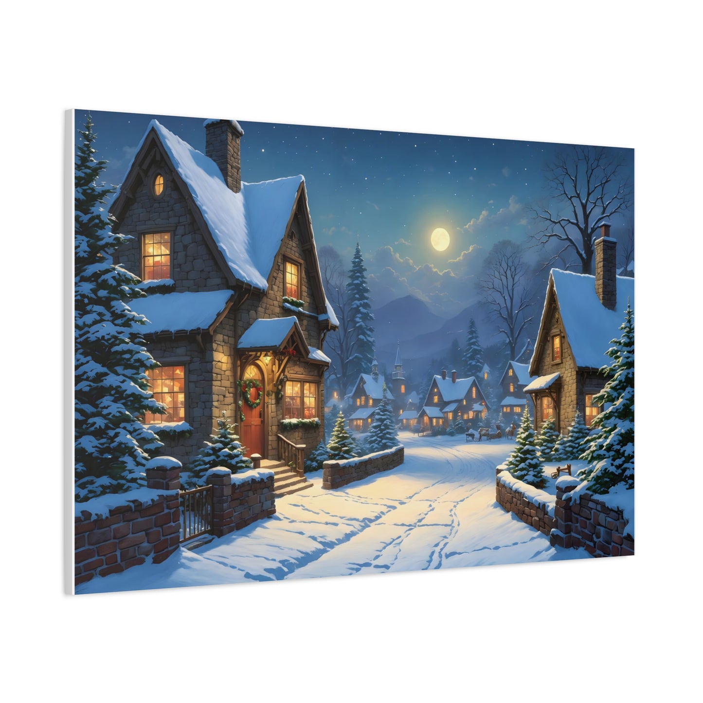 Canvas Print - Christmas Night, Thomas Kinkade Inspiration