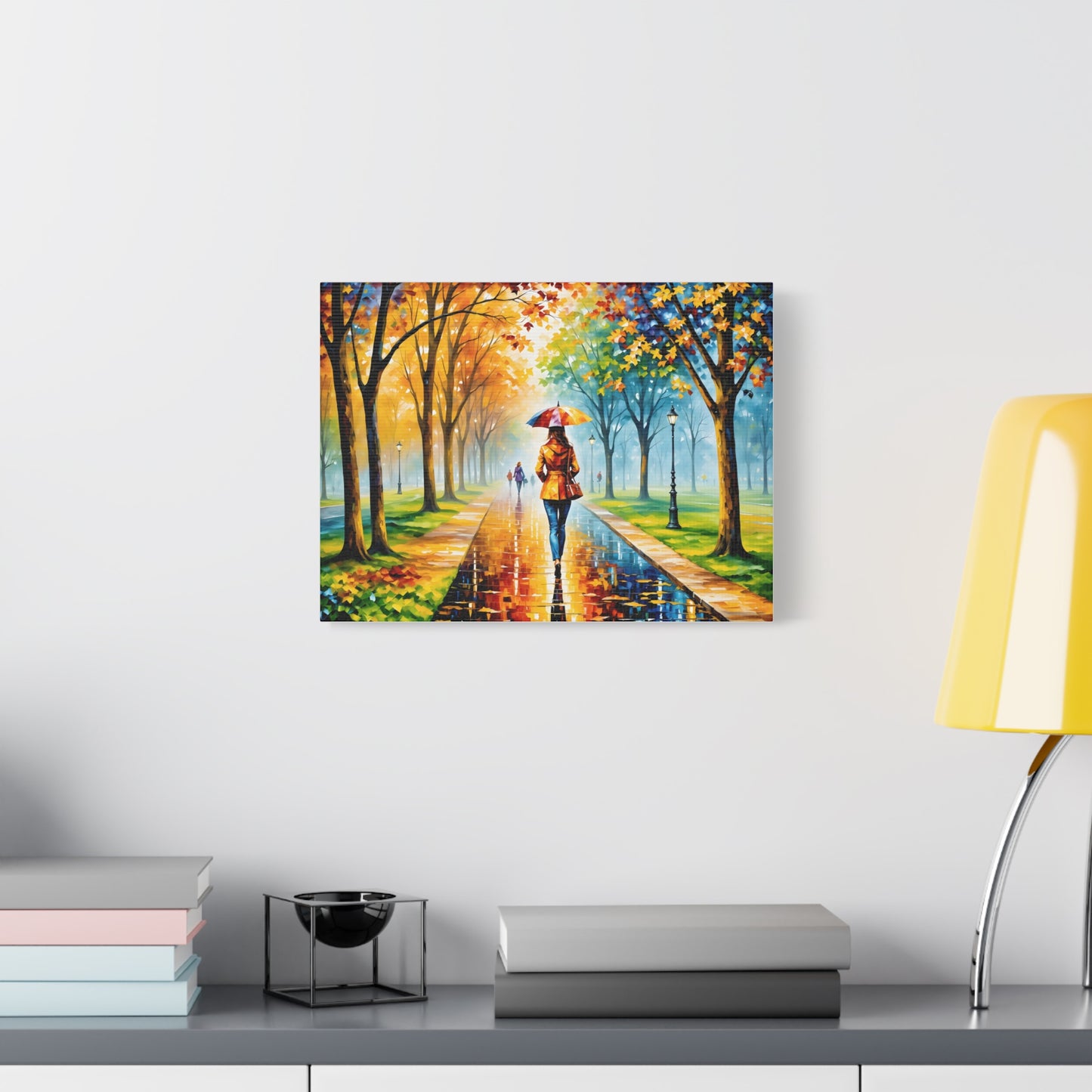 Canvas Wall Art - Walking in the Park Under the Rain