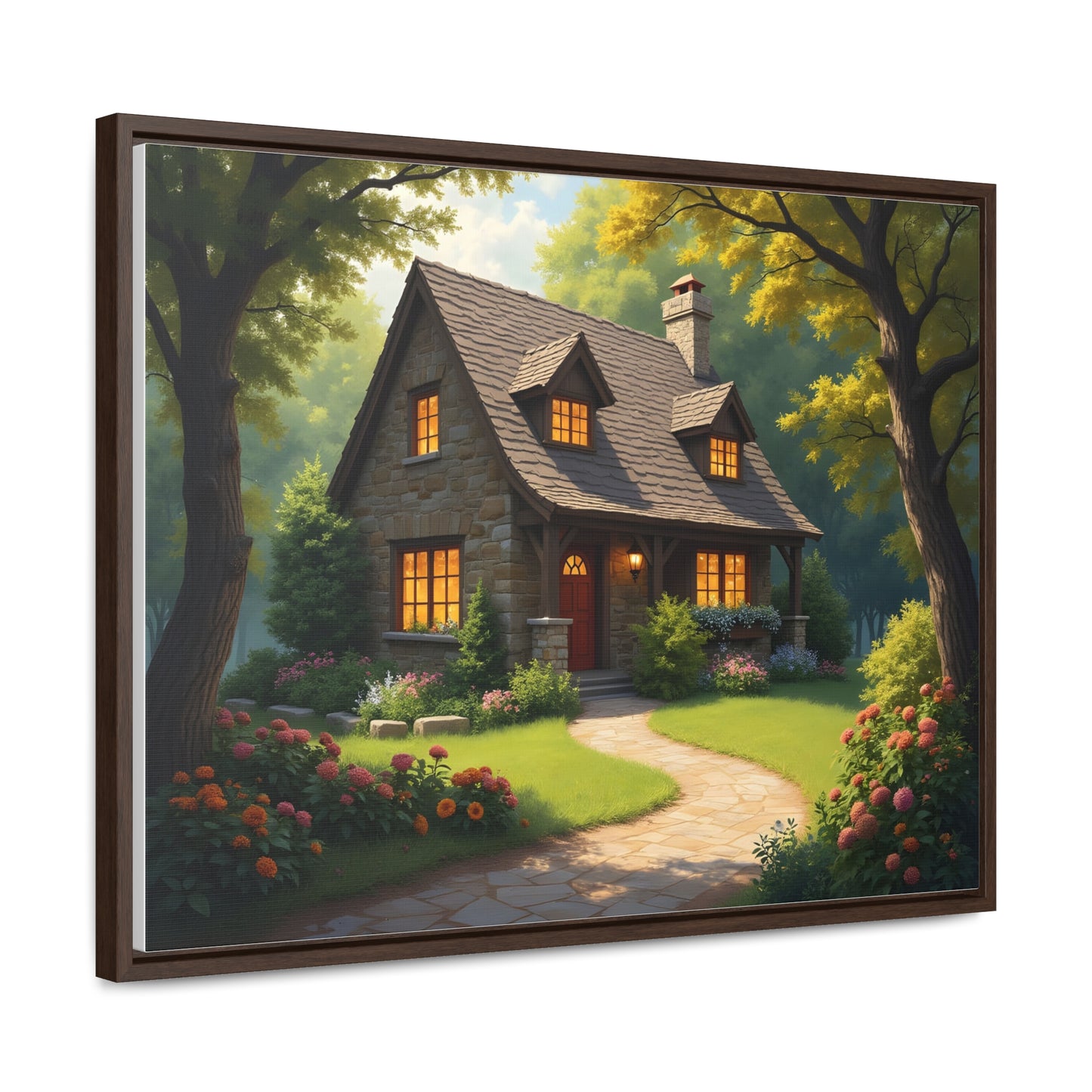 Canvas Wraps, Magic Forest Cottage Landscape Wall Art