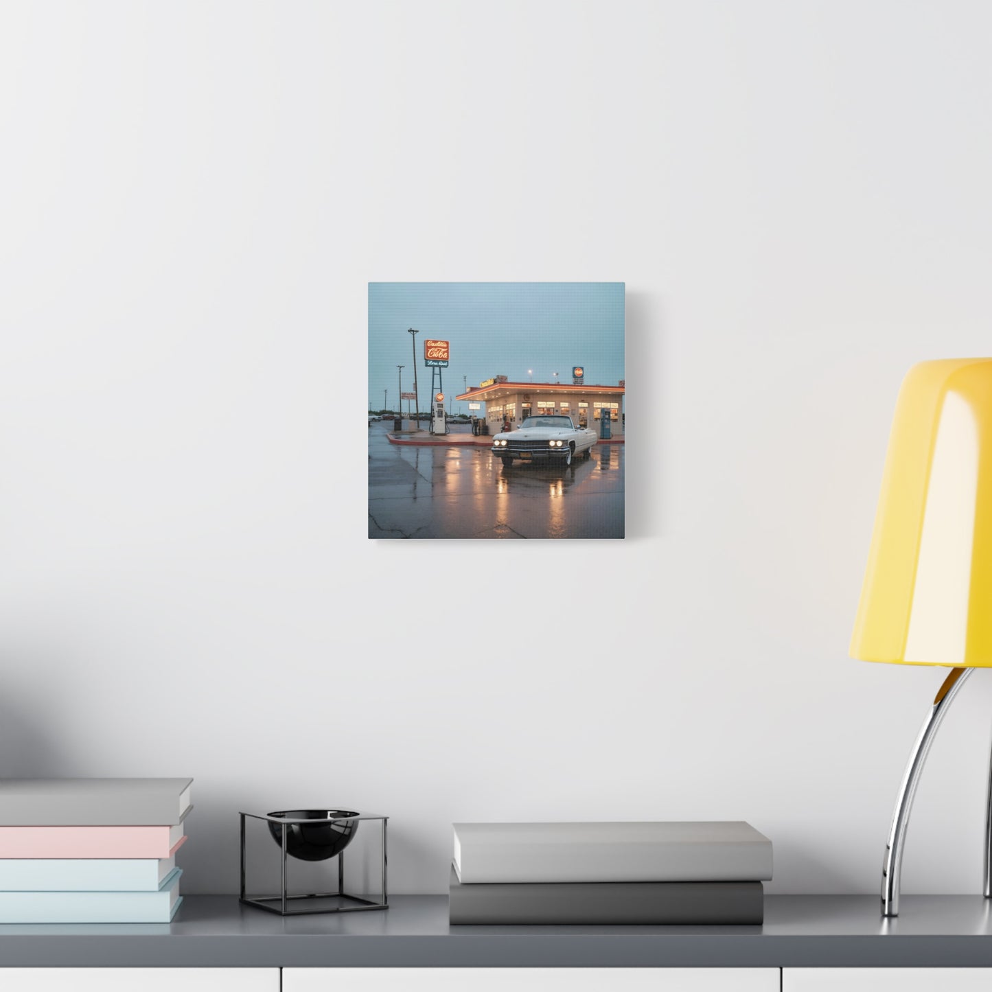 Canvas Print - Cadillac de Ville in Gas Station at Evening