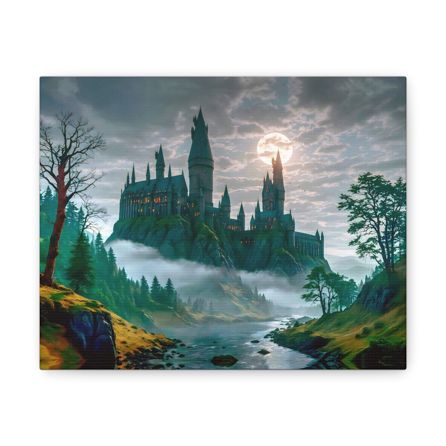 Canvas Print, Hogwarts Castle under the moonlight