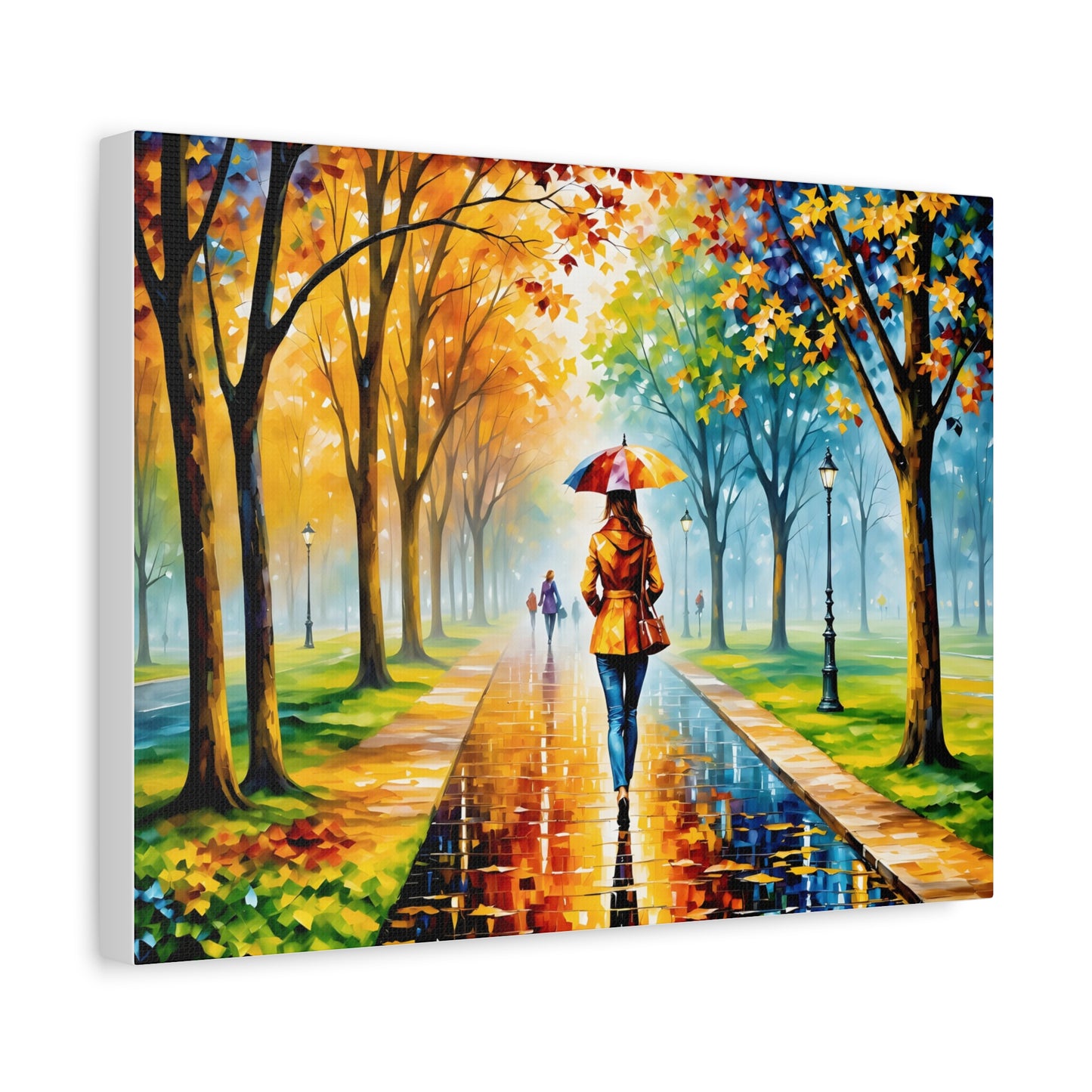 Canvas Wall Art - Walking in the Park Under the Rain