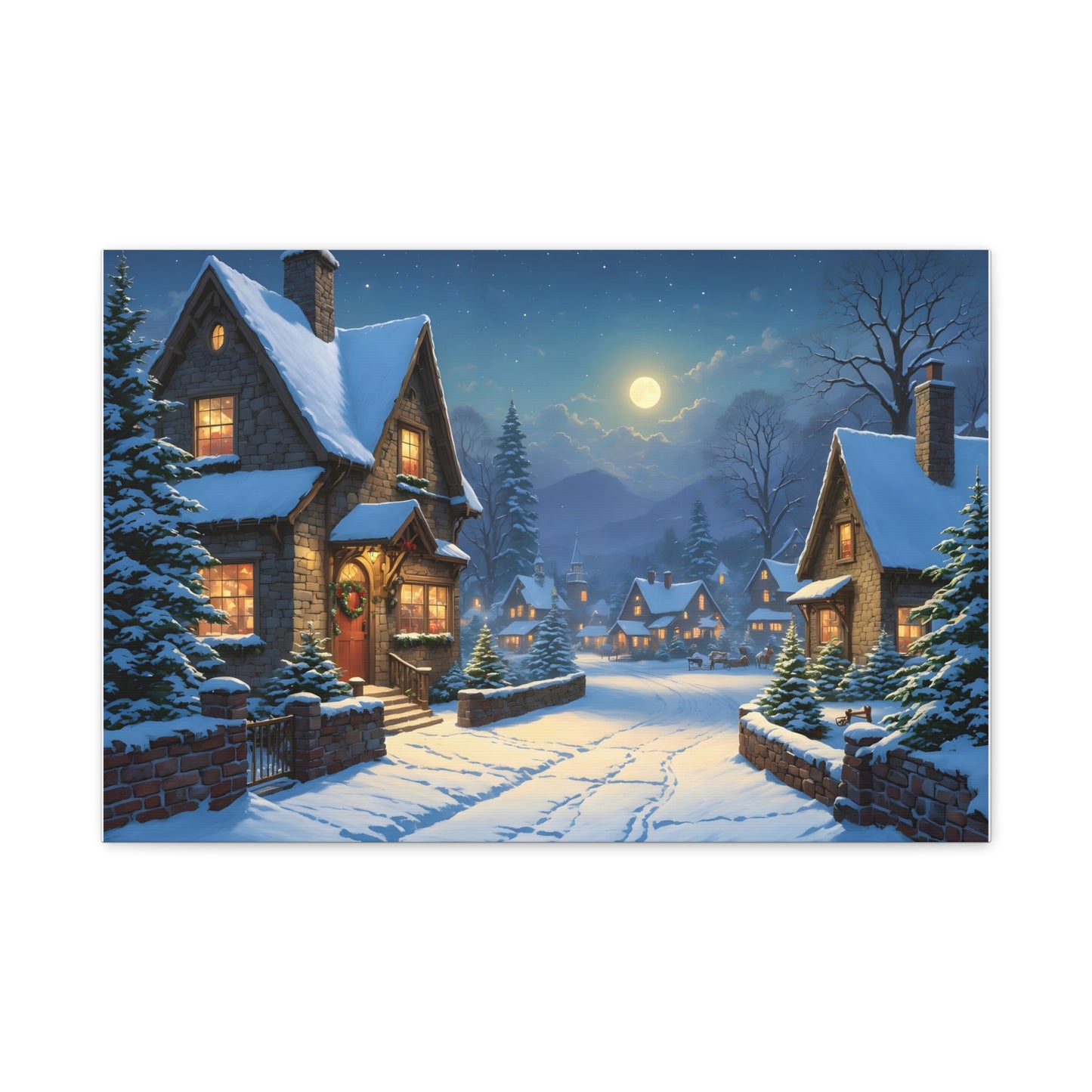 Canvas Print - Christmas Night, Thomas Kinkade Inspiration