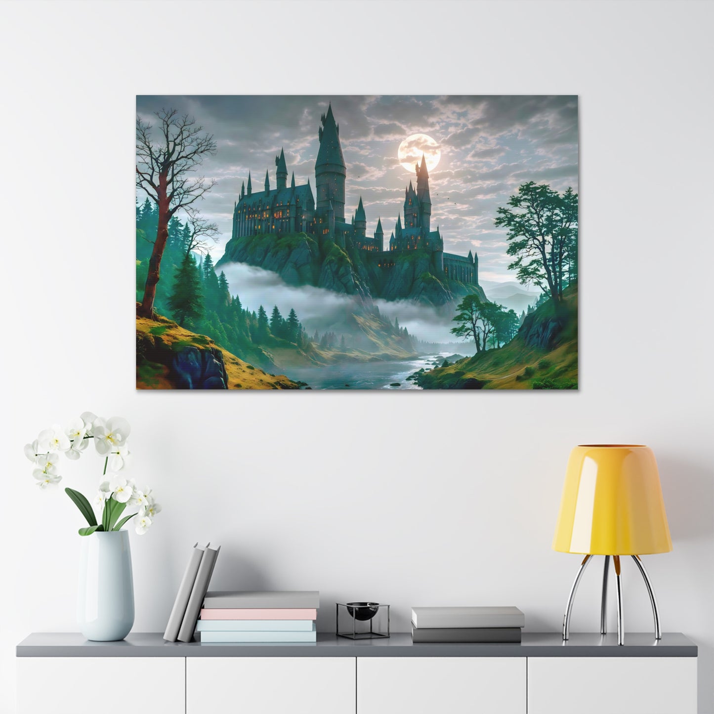 Canvas Print, Hogwarts Castle under the moonlight