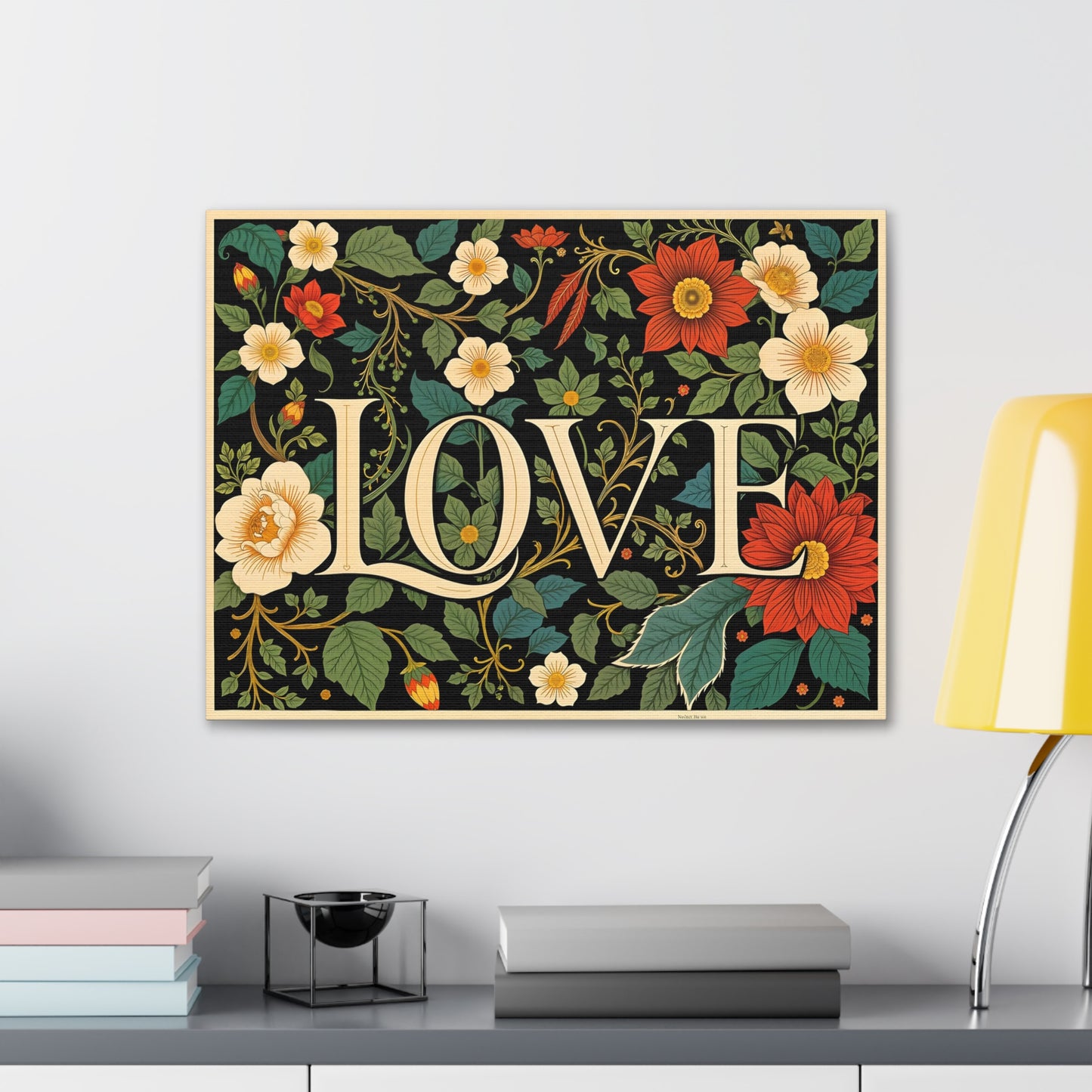 Canvas Gallery Wraps - Inspirational LOVE Message on William Morris Ornamental Poster