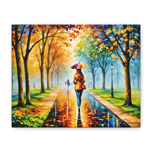 Canvas Wall Art - Walking in the Park Under the Rain