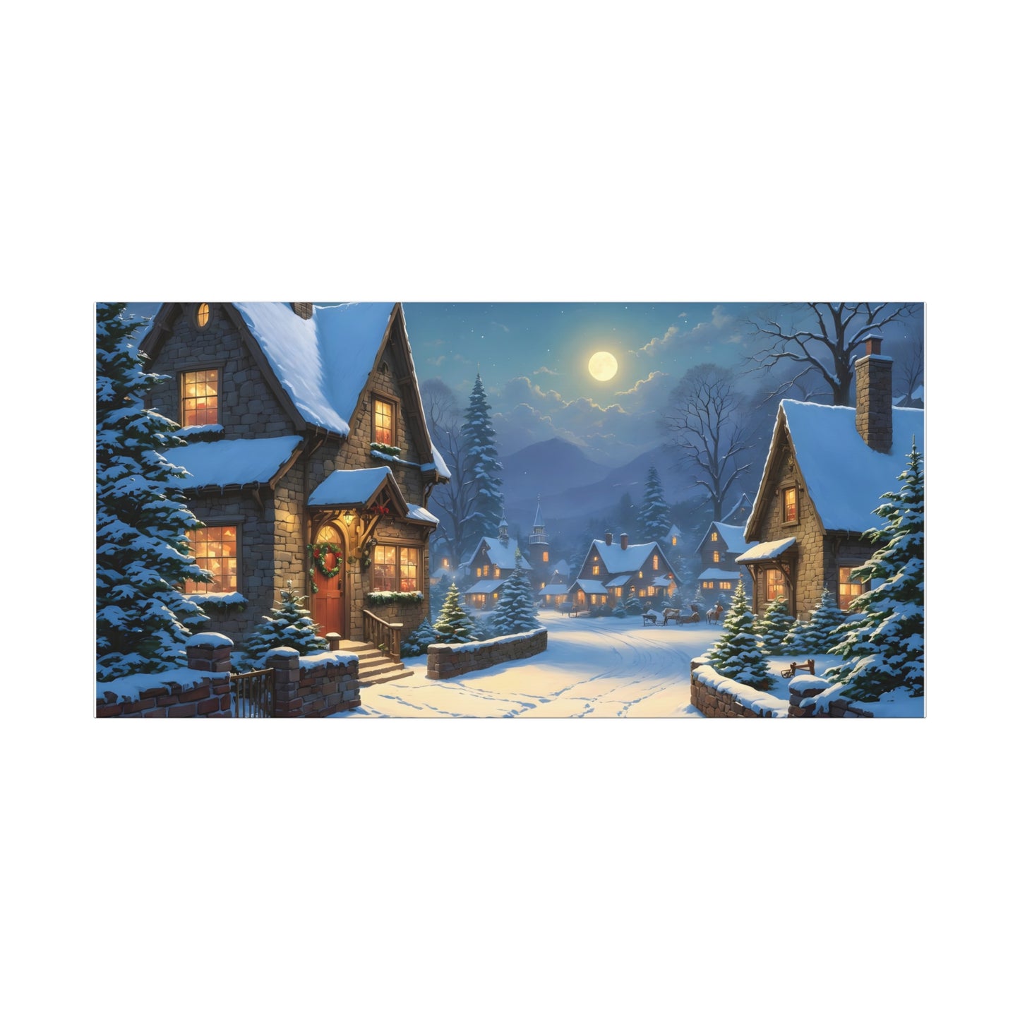 Canvas Print - Christmas Night, Thomas Kinkade Inspiration