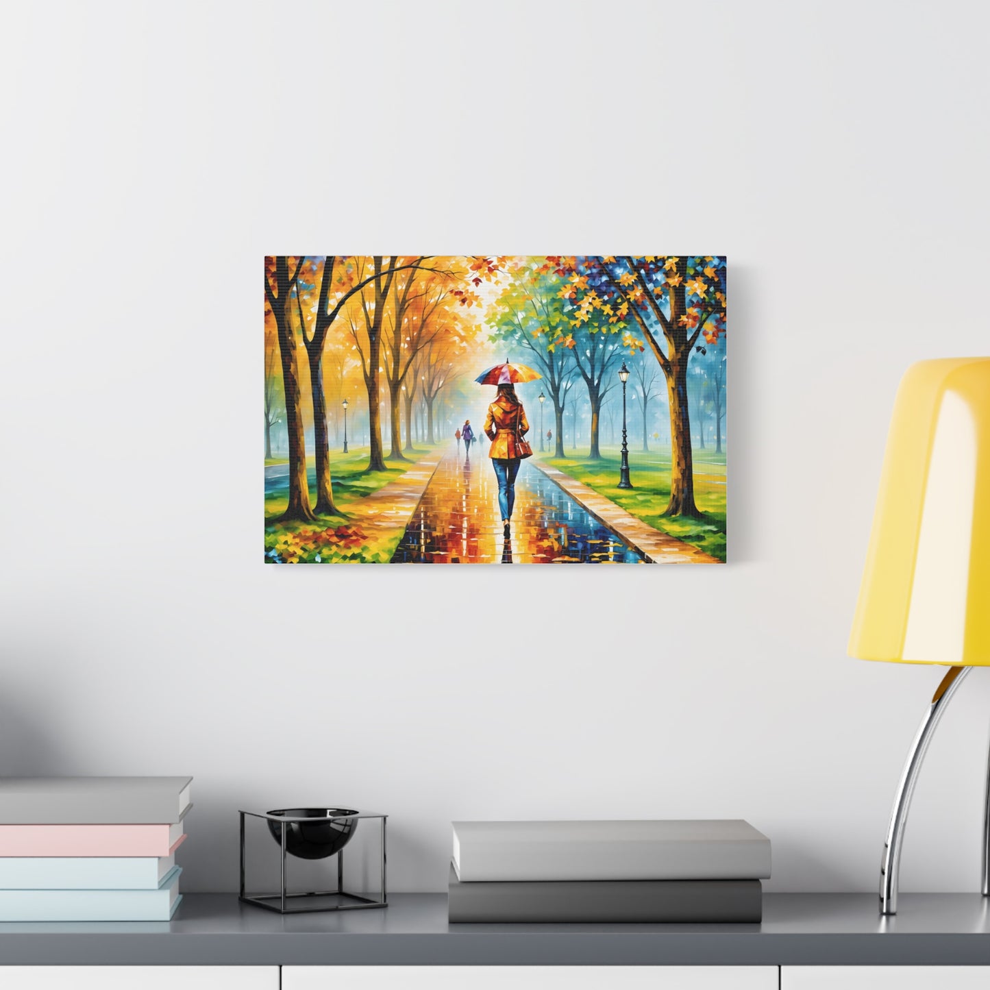 Canvas Wall Art - Walking in the Park Under the Rain