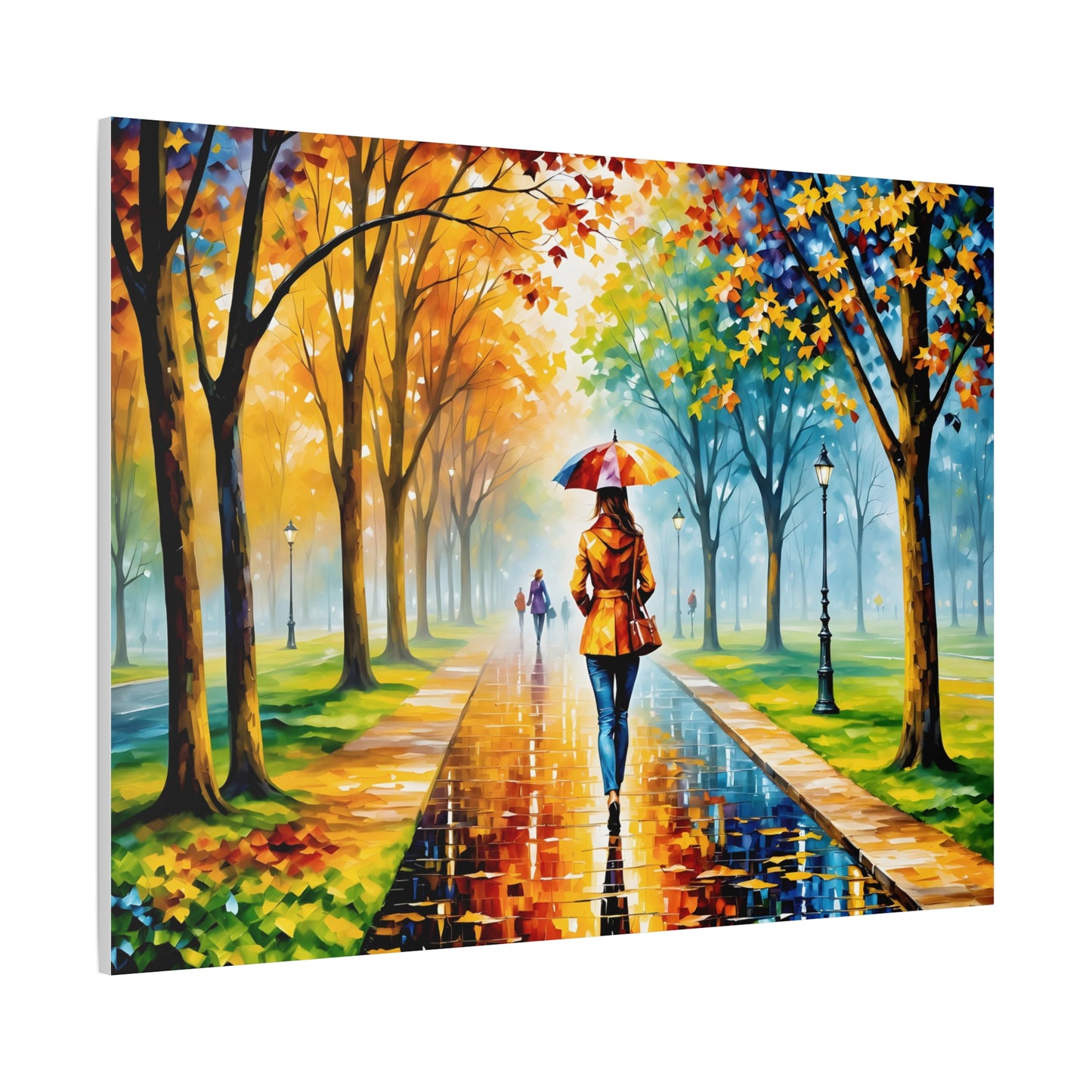 Canvas Wall Art - Walking in the Park Under the Rain