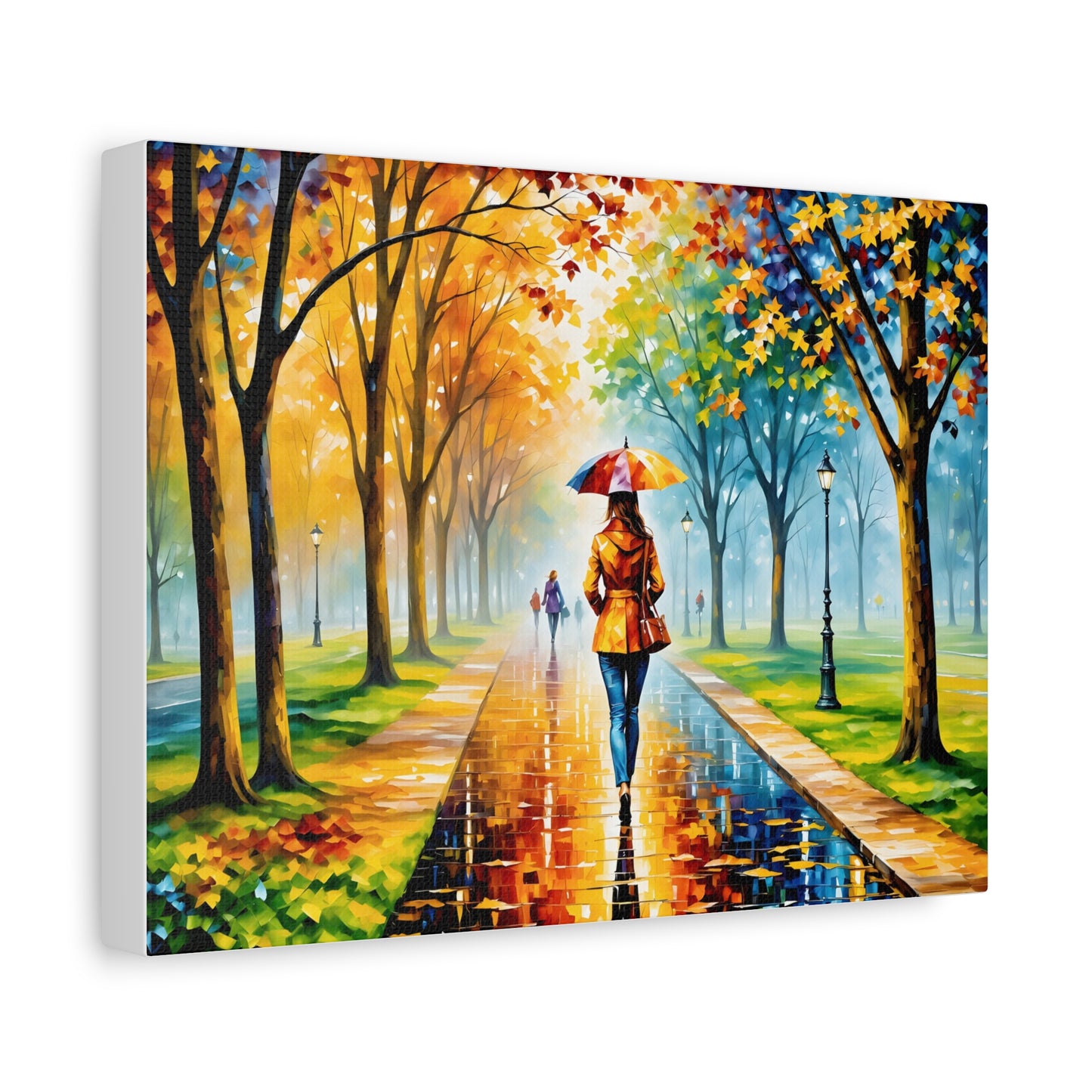 Canvas Wall Art - Walking in the Park Under the Rain