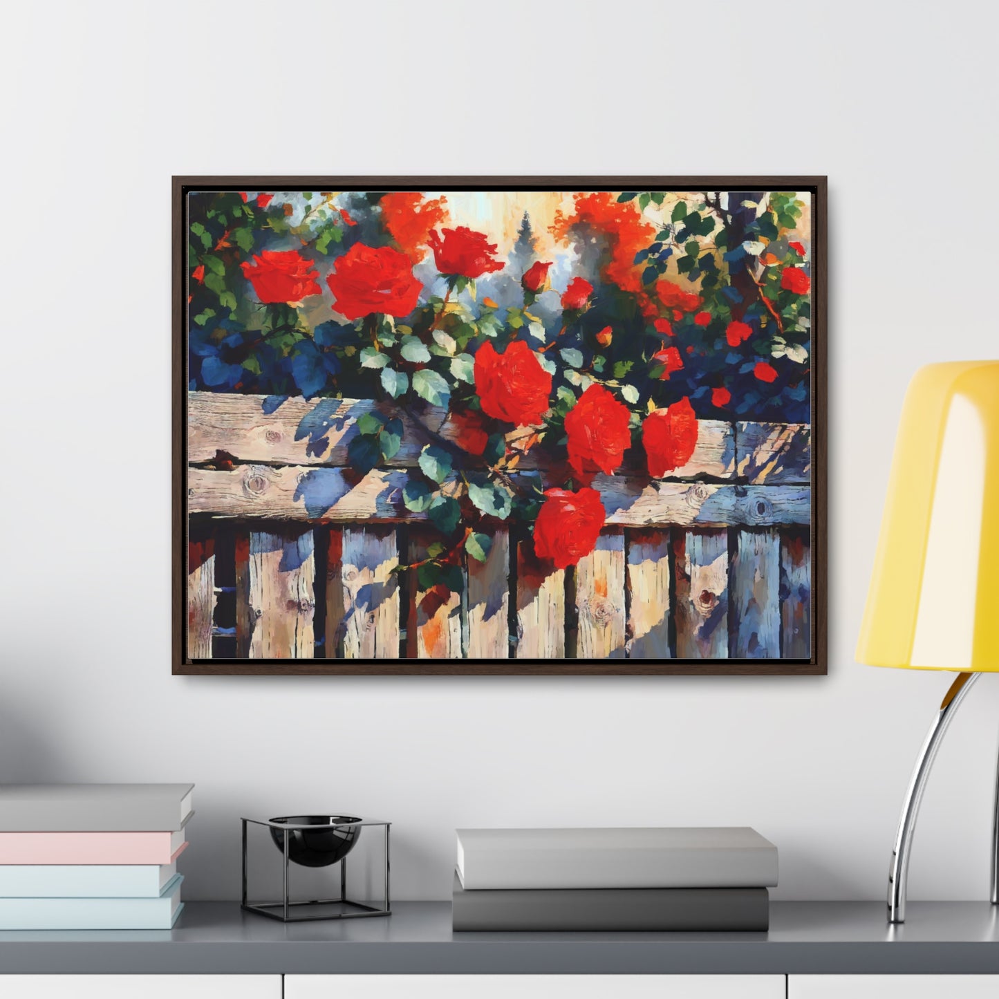 Canvas Wraps - Red Roses in the Garden, Beautiful Landscape