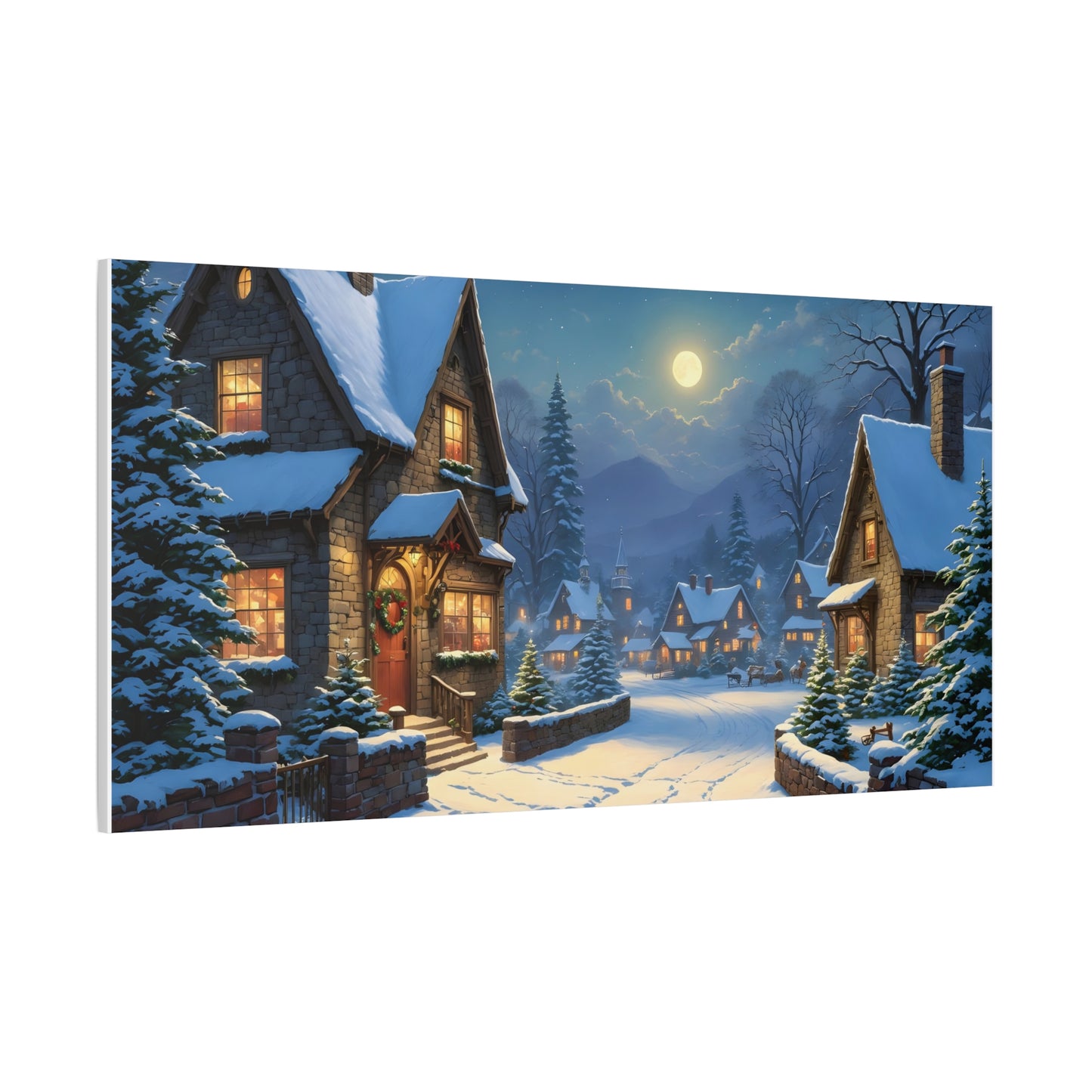 Canvas Print - Christmas Night, Thomas Kinkade Inspiration