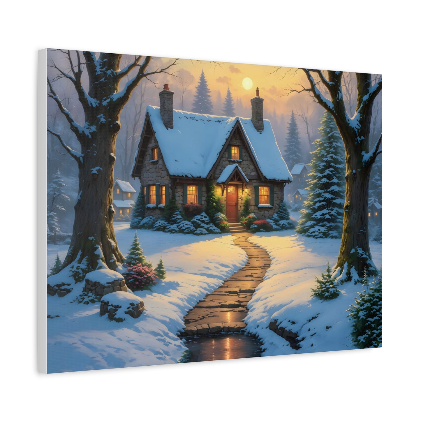 Canvas Art Print - Hidden Cottage, Thomas Kinkade Inspired artwork