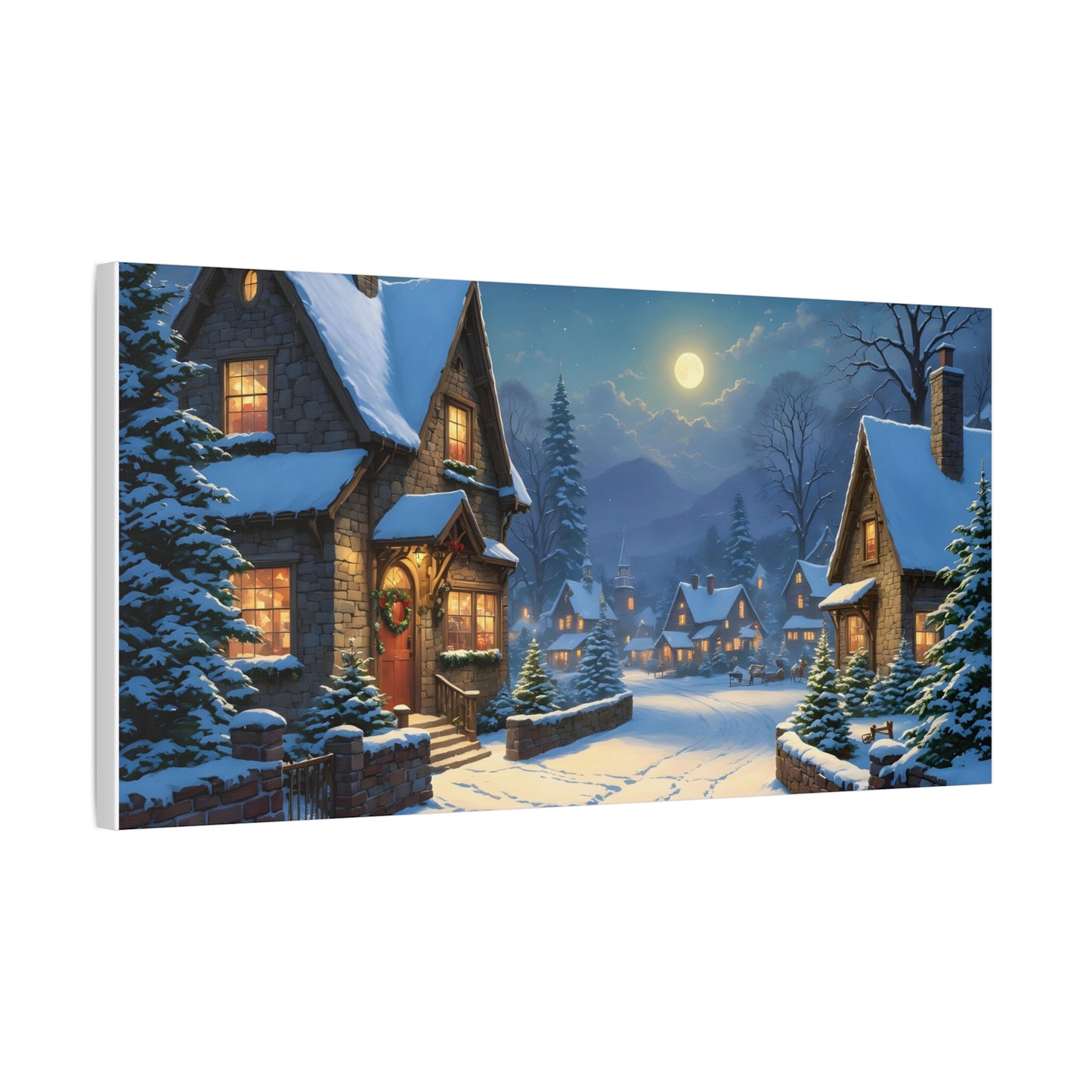 Canvas Print - Christmas Night, Thomas Kinkade Inspiration