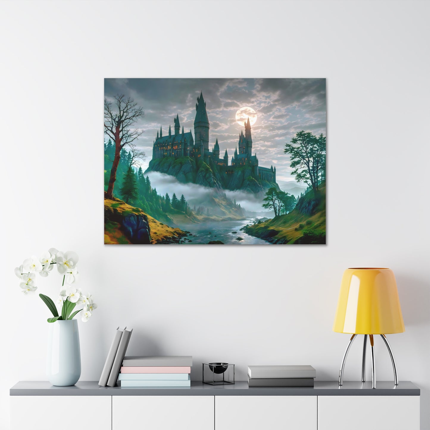 Canvas Print, Hogwarts Castle under the moonlight