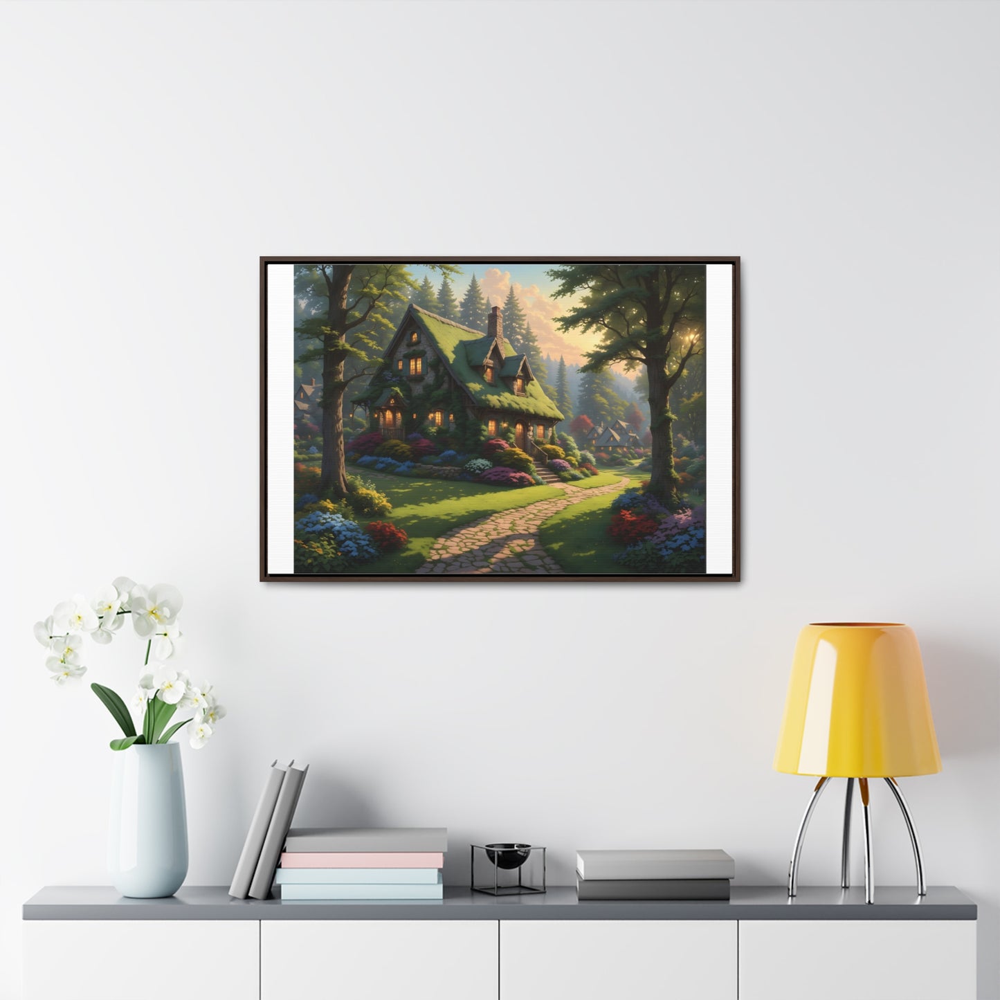 Canvas Wraps, Magic Forest Cottage Landscape Wall Art