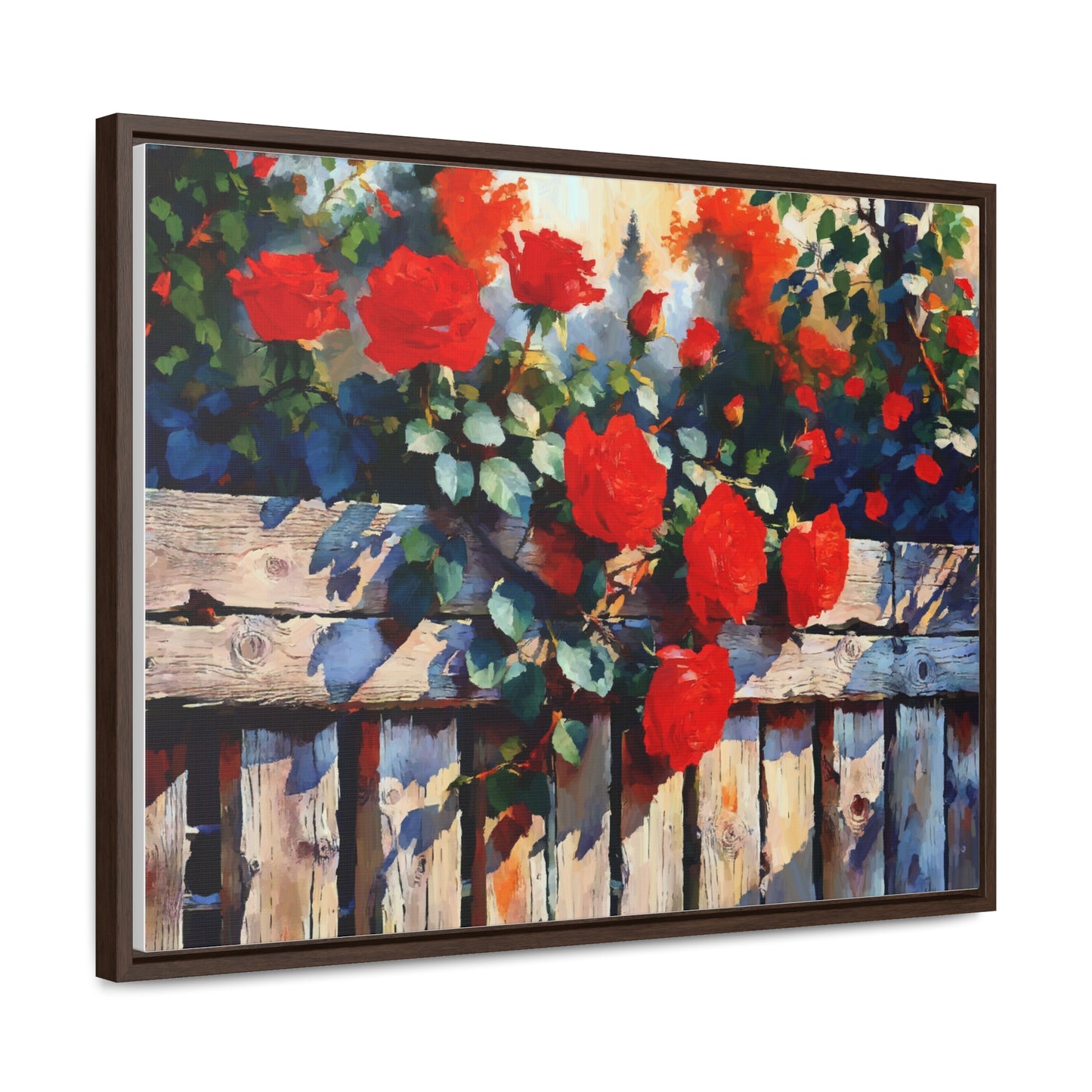 Canvas Wraps - Red Roses in the Garden, Beautiful Landscape