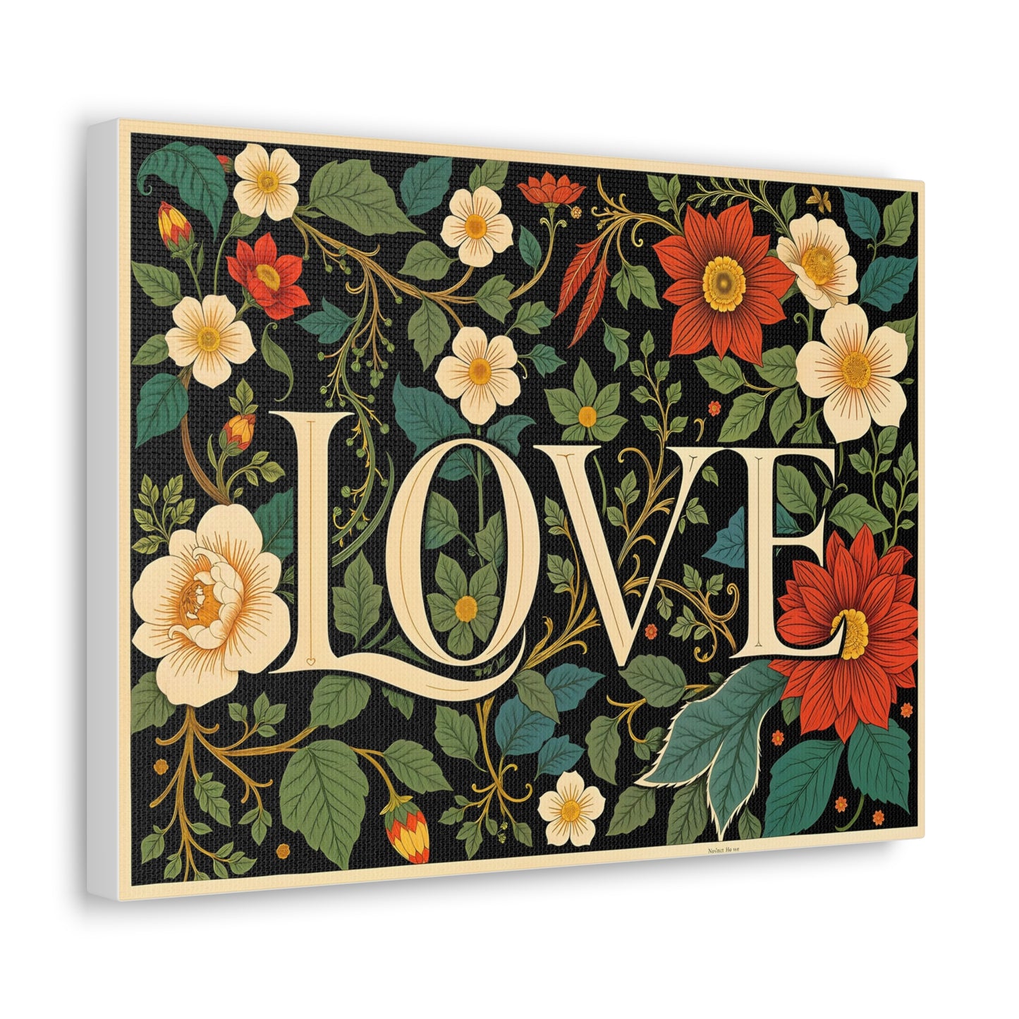 Canvas Gallery Wraps - Inspirational LOVE Message on William Morris Ornamental Poster