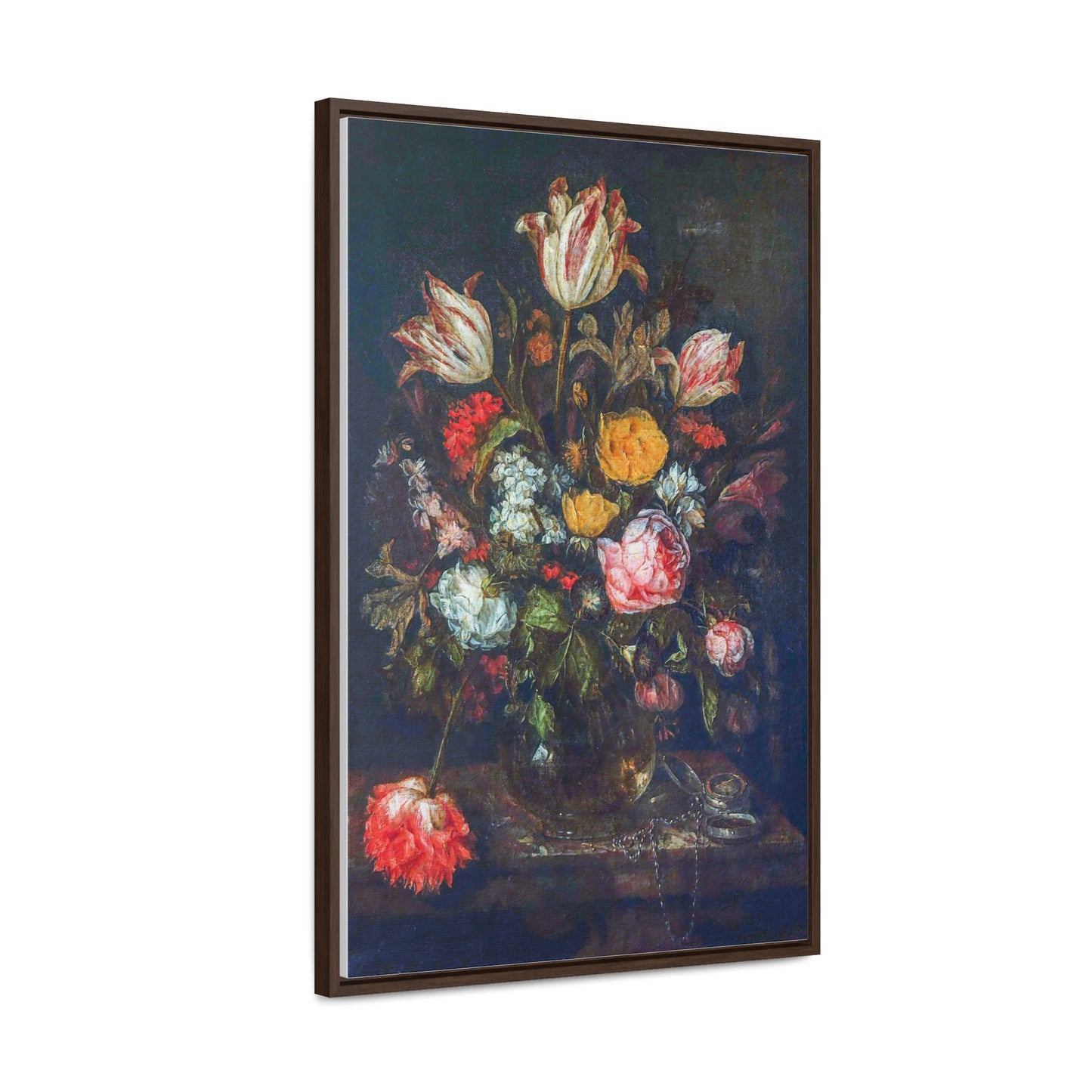 Canvas Wrap, Classic Still Life Painting with Flowers