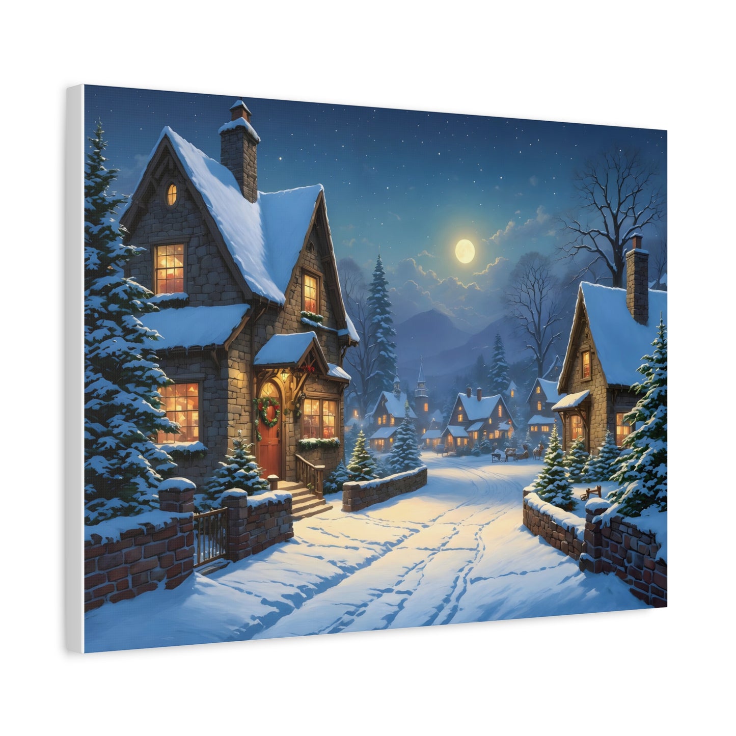 Canvas Print - Christmas Night, Thomas Kinkade Inspiration