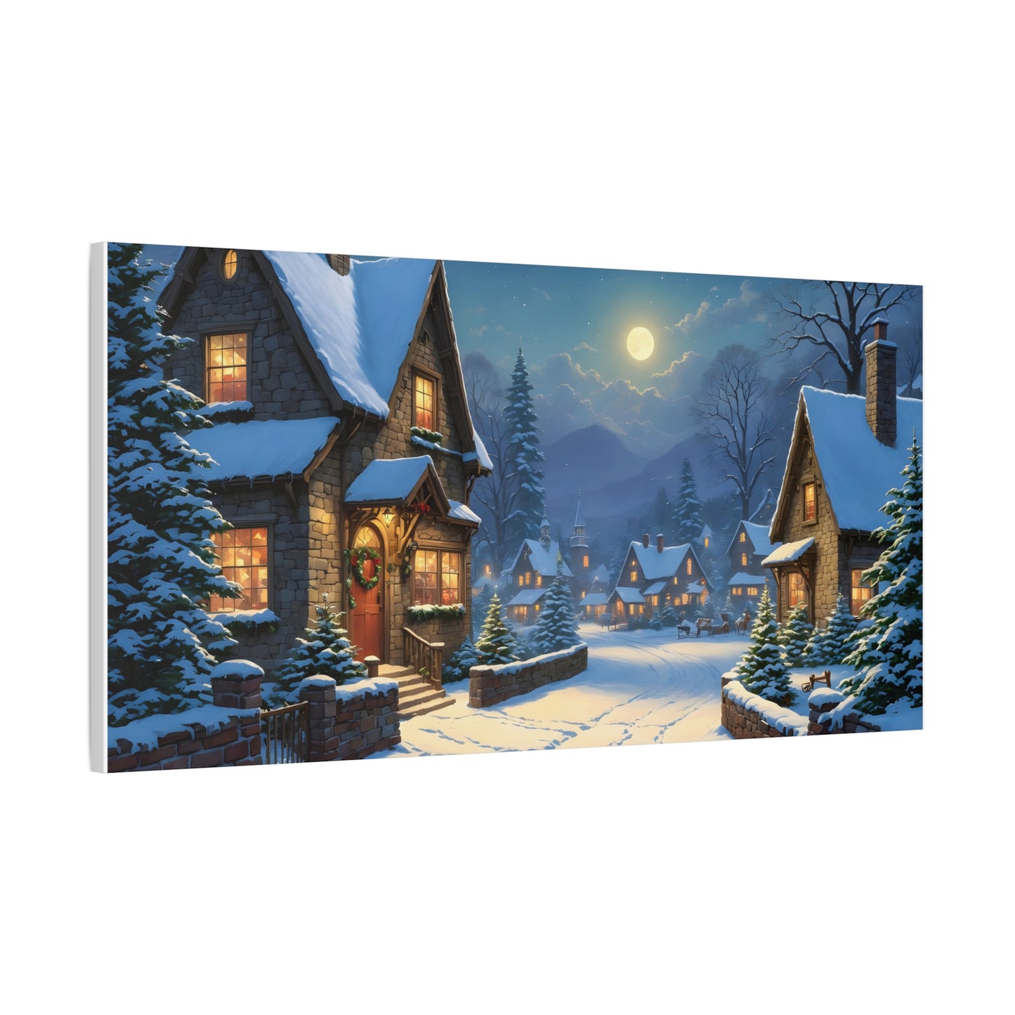 Canvas Print - Christmas Night, Thomas Kinkade Inspiration