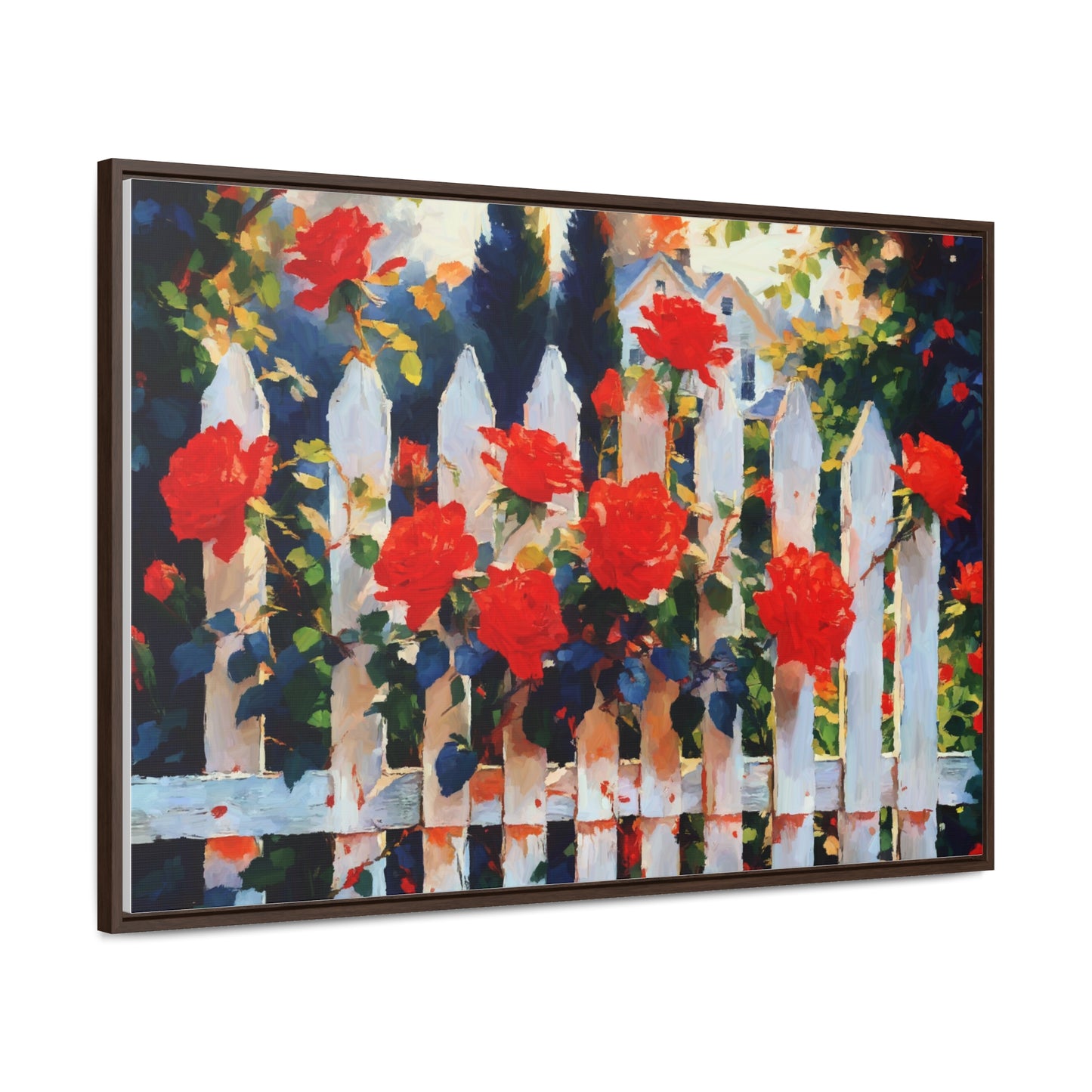 Canvas Wraps, Red Roses Landscape Garden Fence Art