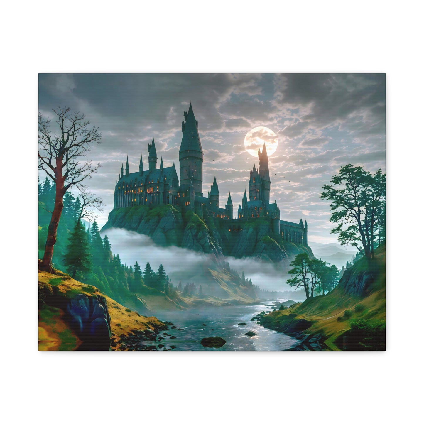 Canvas Print, Hogwarts Castle under the moonlight