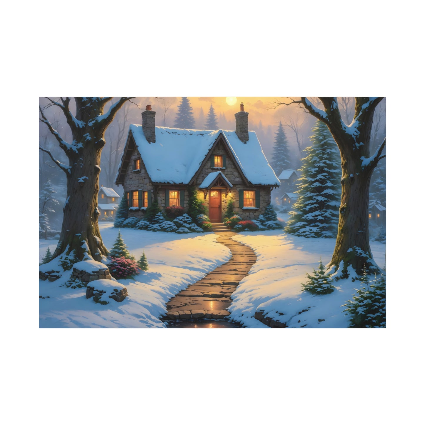 Canvas Art Print - Hidden Cottage, Thomas Kinkade Inspired artwork