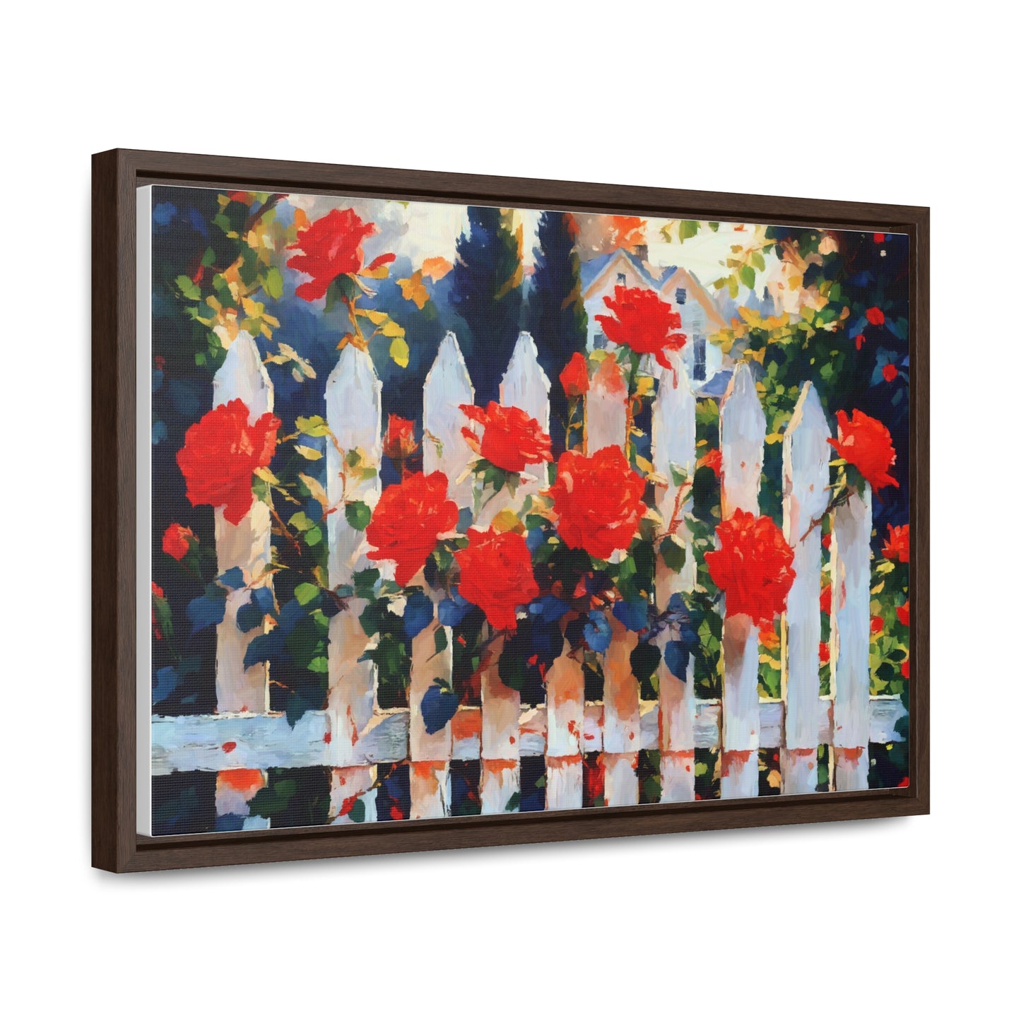 Canvas Wraps, Red Roses Landscape Garden Fence Art