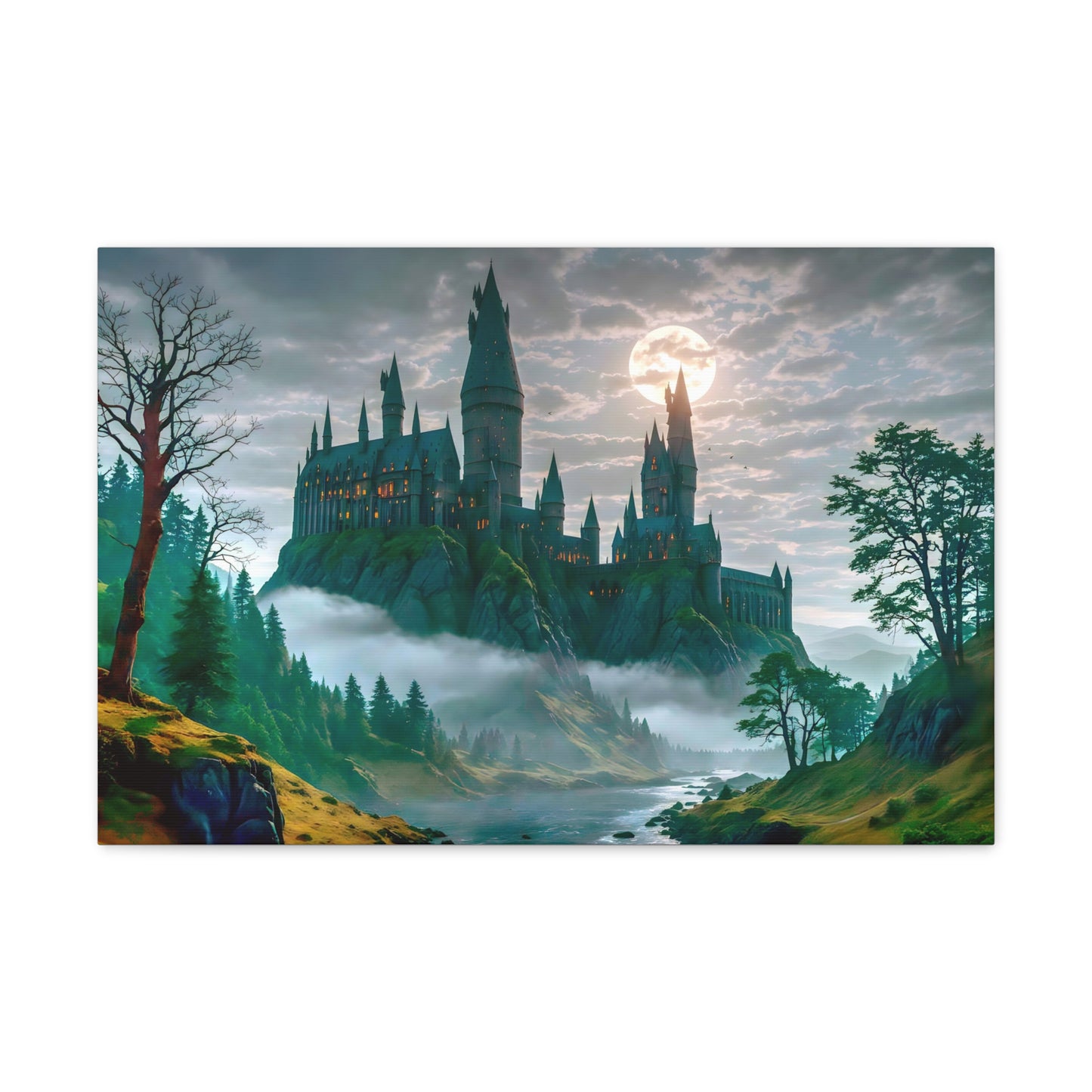 Canvas Print, Hogwarts Castle under the moonlight