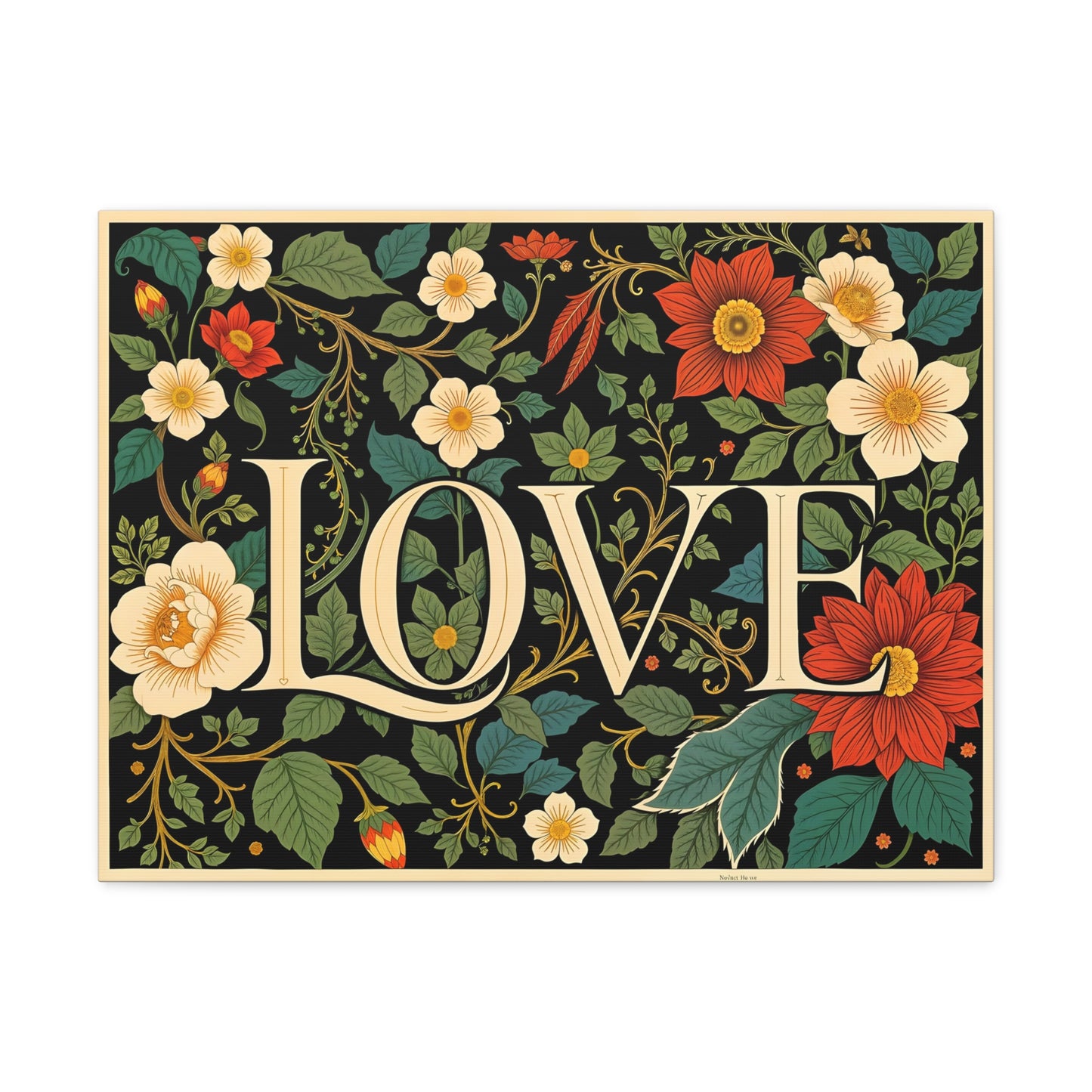 Canvas Gallery Wraps - Inspirational LOVE Message on William Morris Ornamental Poster