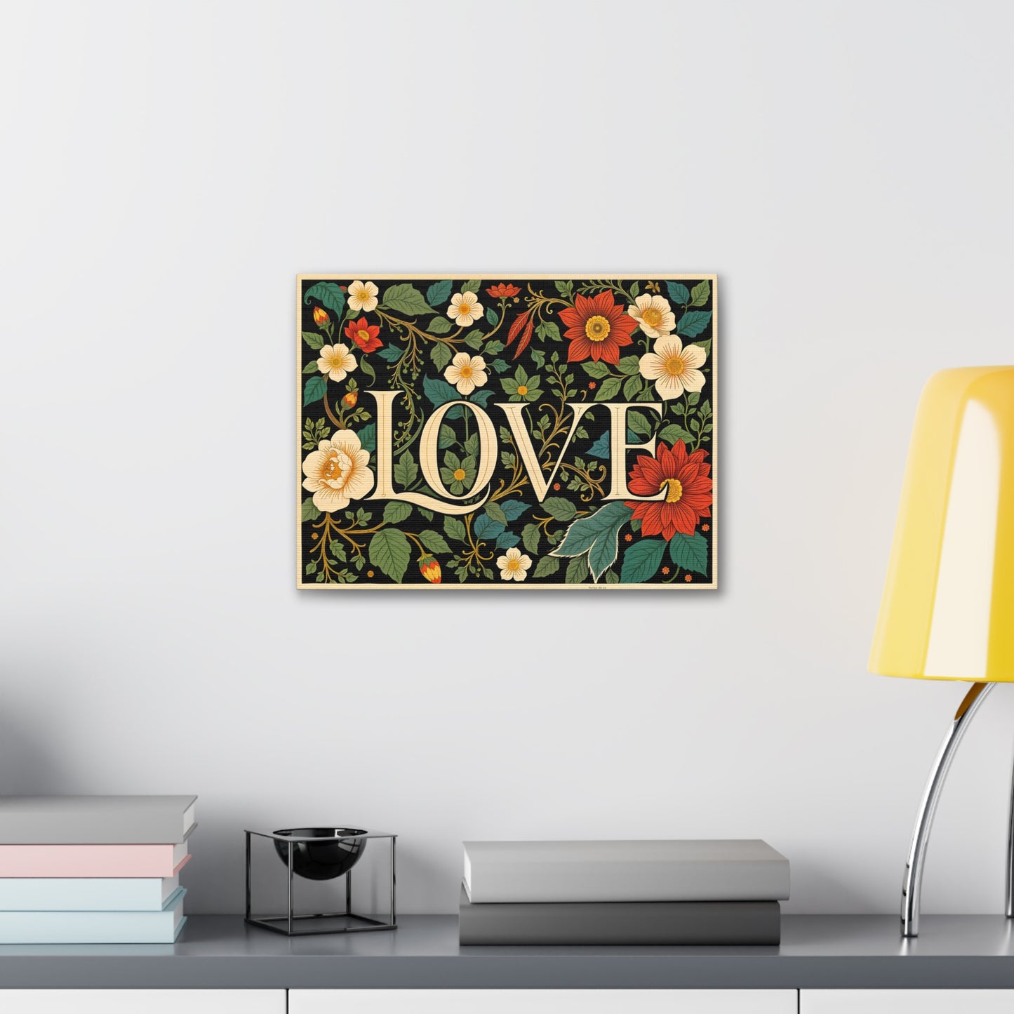 Canvas Gallery Wraps - Inspirational LOVE Message on William Morris Ornamental Poster