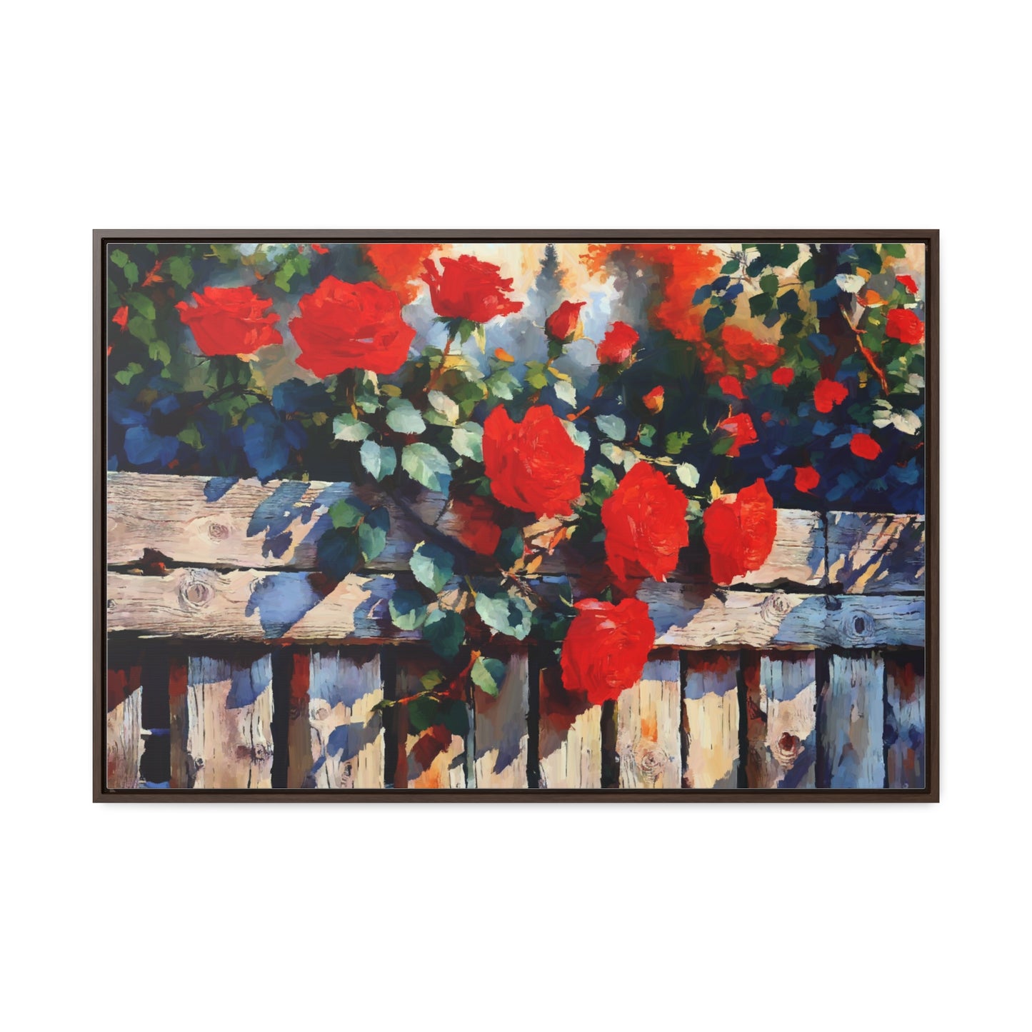 Canvas Wraps - Red Roses in the Garden, Beautiful Landscape