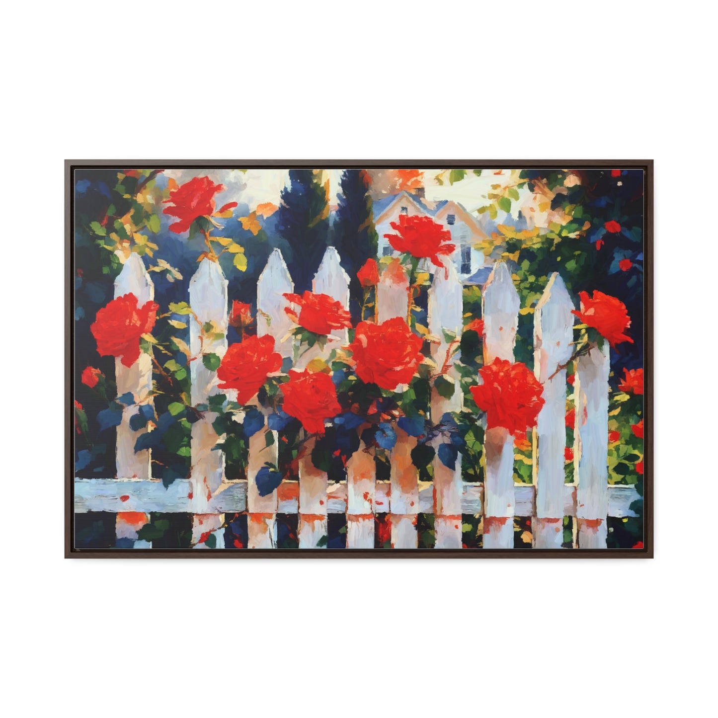 Canvas Wraps, Red Roses Landscape Garden Fence Art