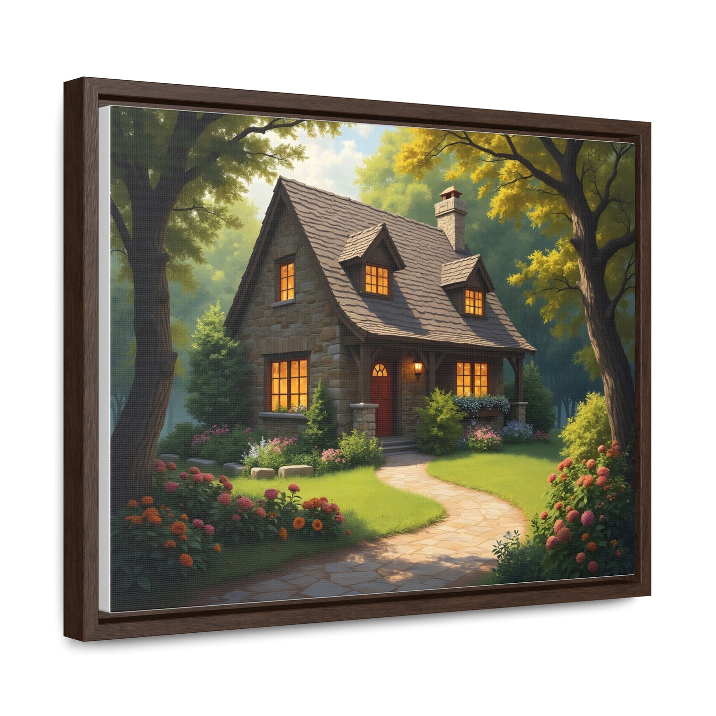 Canvas Wraps, Magic Forest Cottage Landscape Wall Art